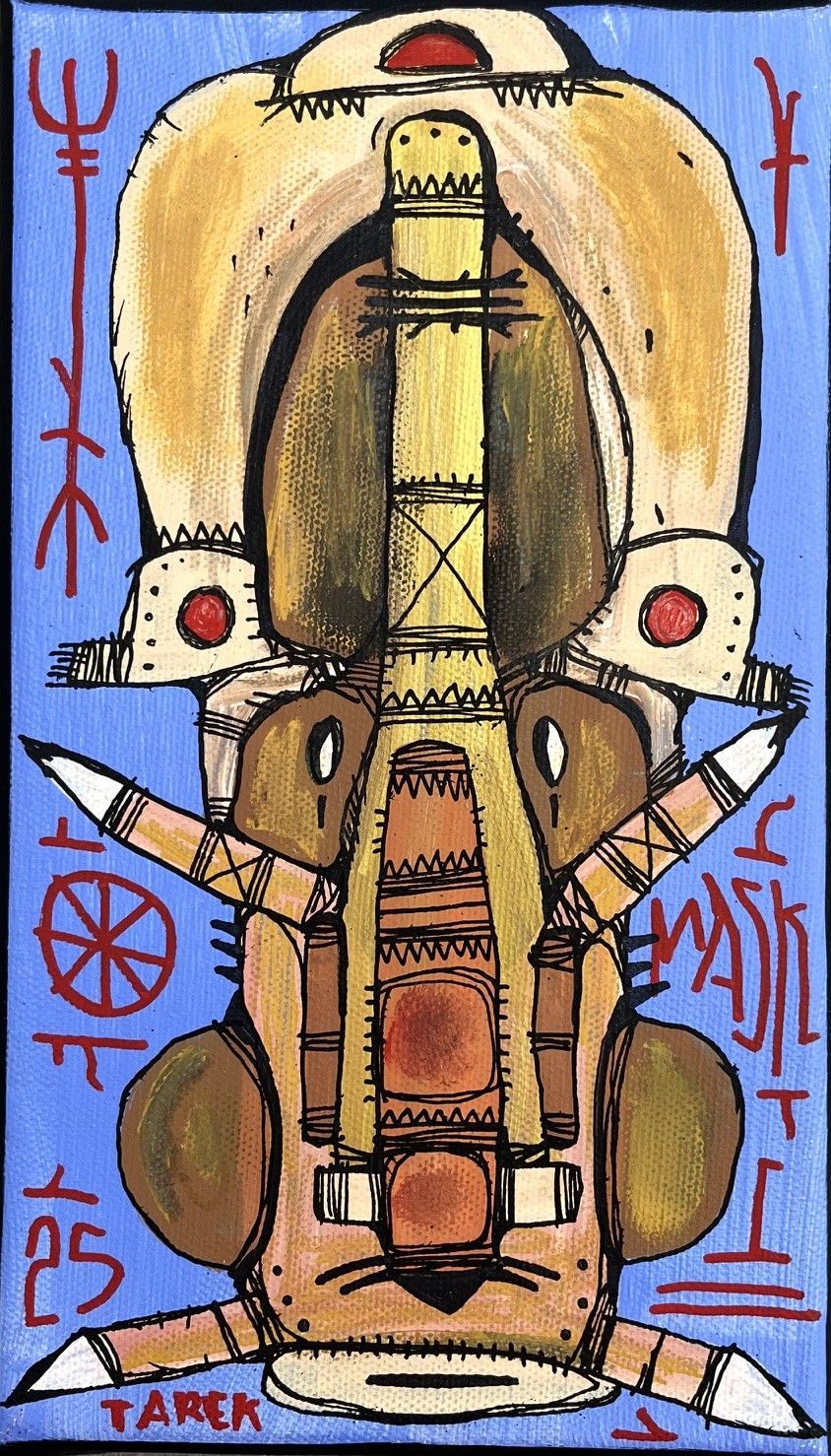 Tableau de TAREK a pour titre  Mask style street pop art, graphique dim : TAREKprix:140