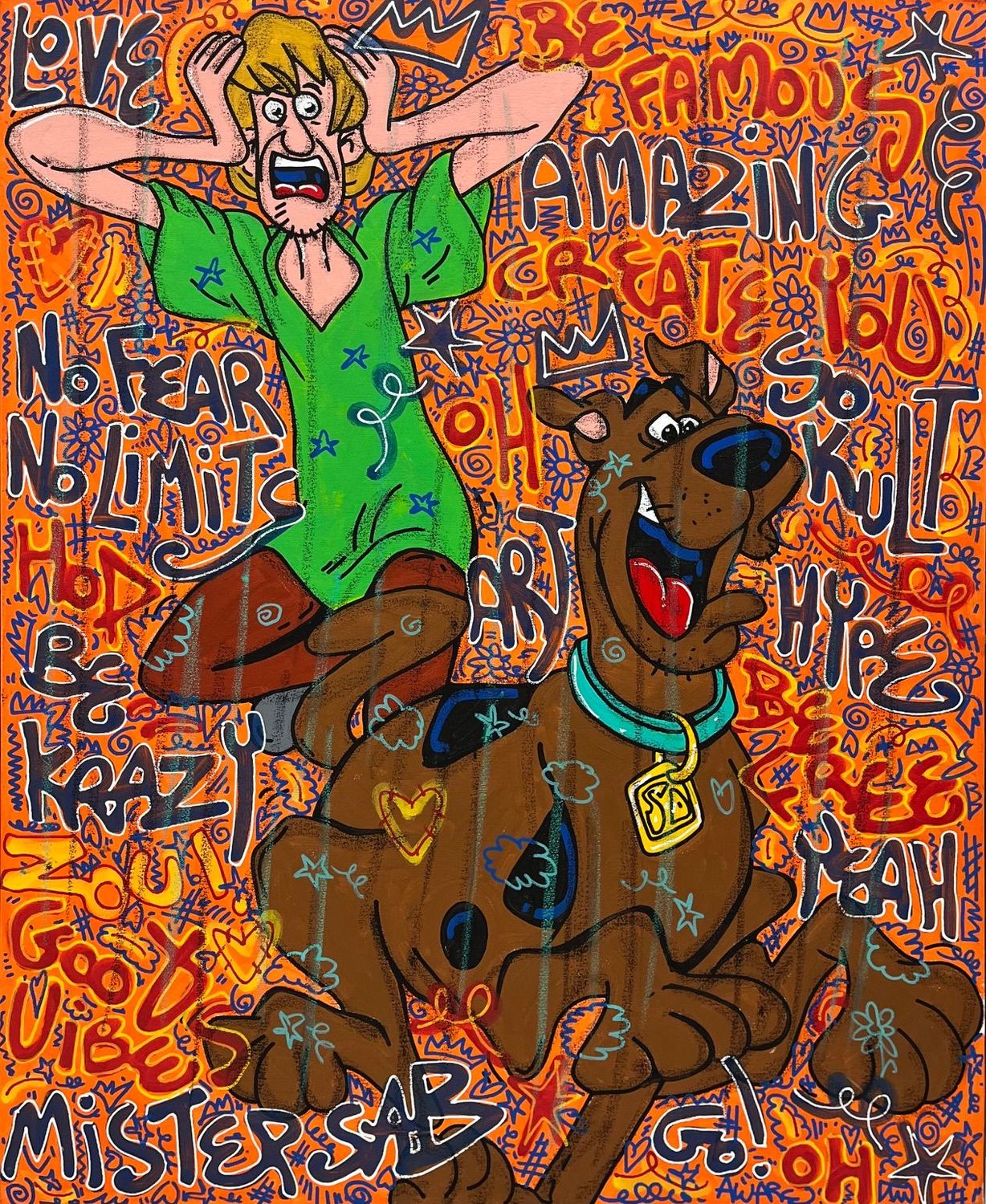 Tableau de RICO SAB a pour titre  No Fear, No Limits style street pop art, street art dim : RICO SABprix:800