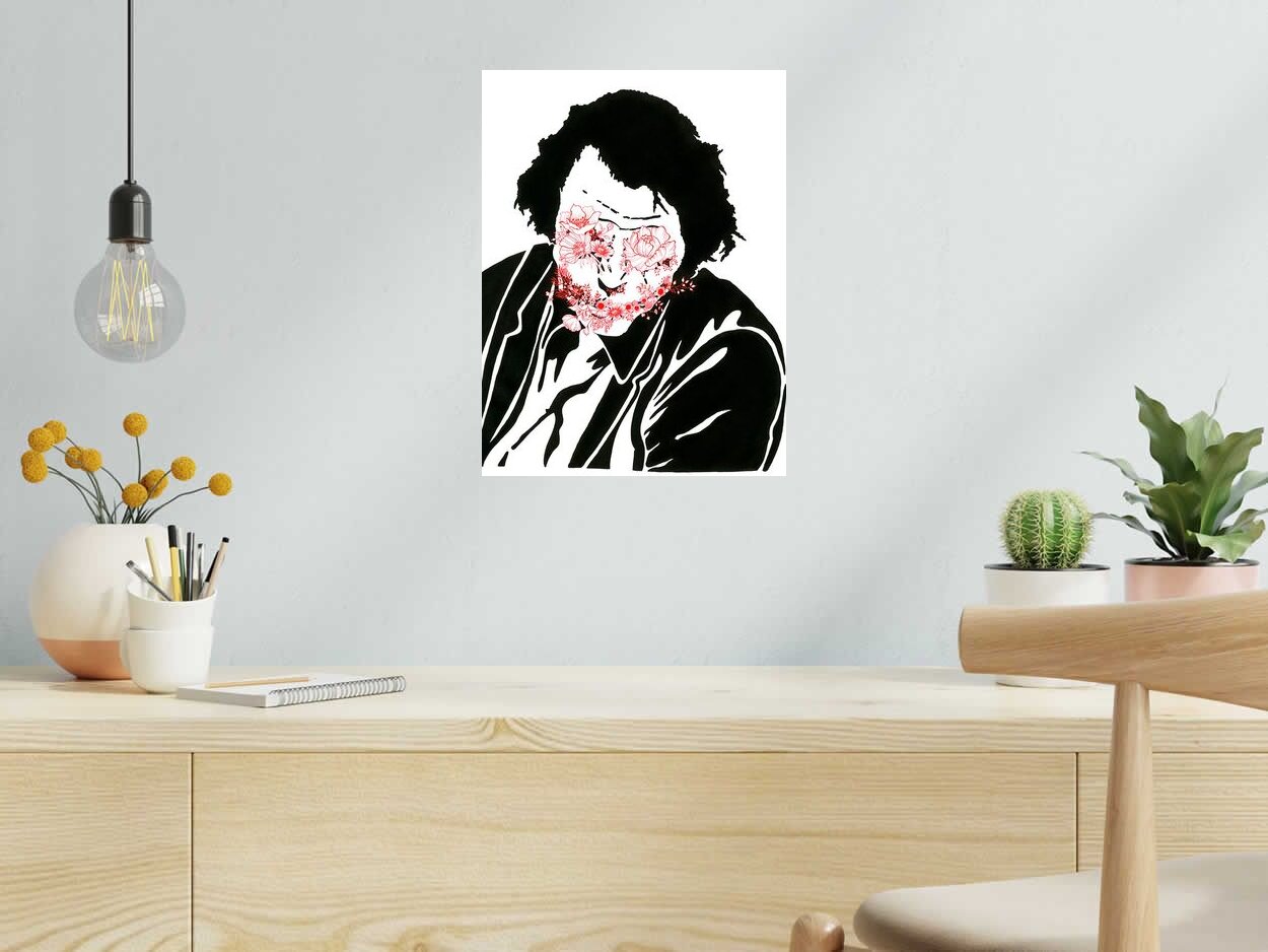 Editions d'art de CAMILLE POLI a pour titre  FLOWER JOKER III style figuratif, graphique dim : CAMILLE POLIprix:90