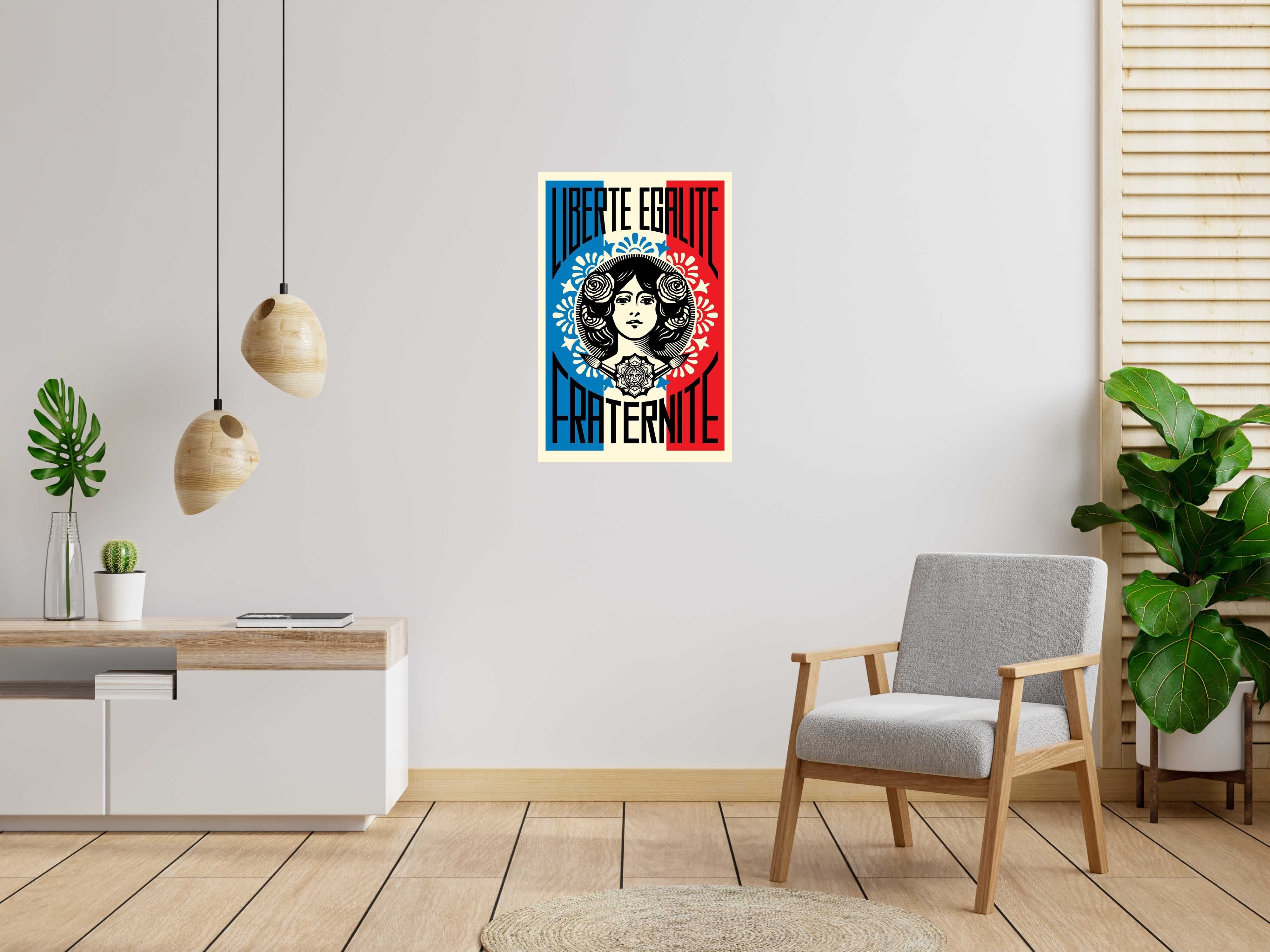 Editions d'art de OBEY : SHEPARD FAIREY  a pour titre  LIBERTÉ EGALITÉ FRATERNITÉ style street pop art dim : OBEY : SHEPARD FAIREY prix:110