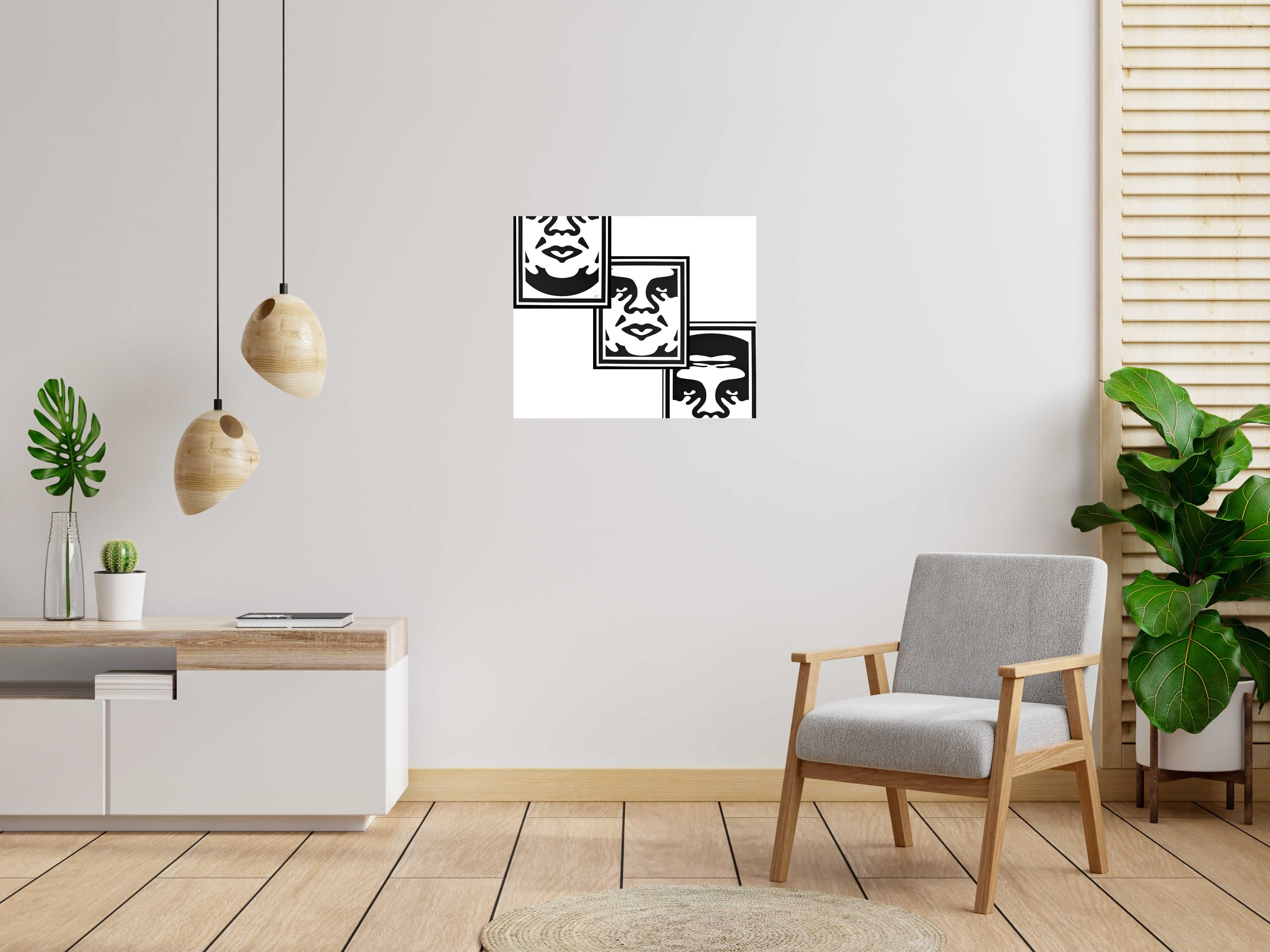 Editions d'art de OBEY : SHEPARD FAIREY  a pour titre  OBEY 3-FACE (WHITE) style street pop art dim : OBEY : SHEPARD FAIREY prix:130
