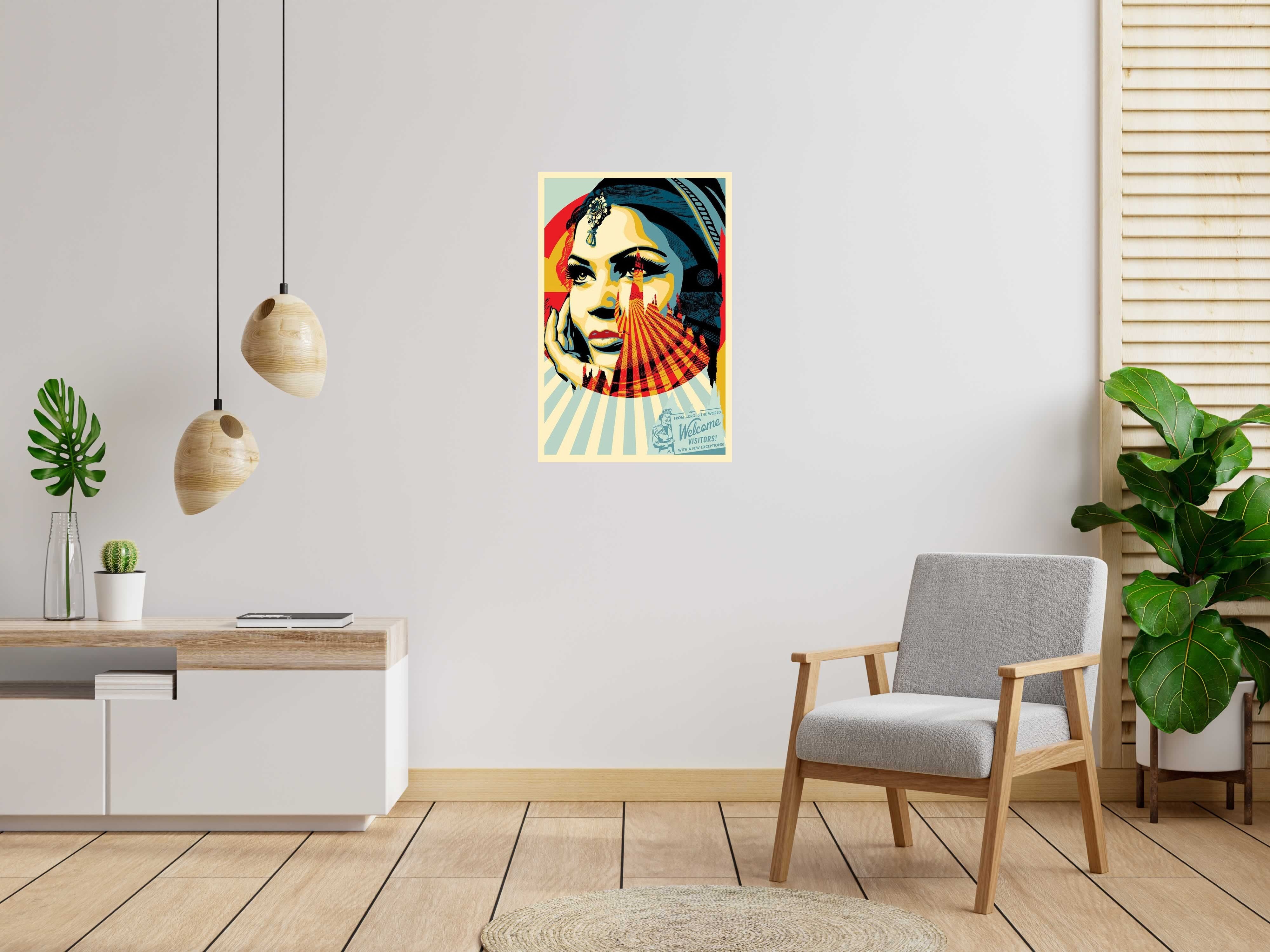 Editions d'art de OBEY : SHEPARD FAIREY  a pour titre  WELCOME VISITORS style street art, graphique dim : OBEY : SHEPARD FAIREY prix:140