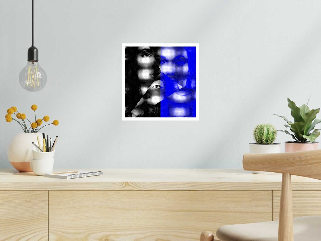 Editions d'art de WAWAPOD a pour titre  Angelina blue and black style street pop art, graphique dim : WAWAPODprix:50