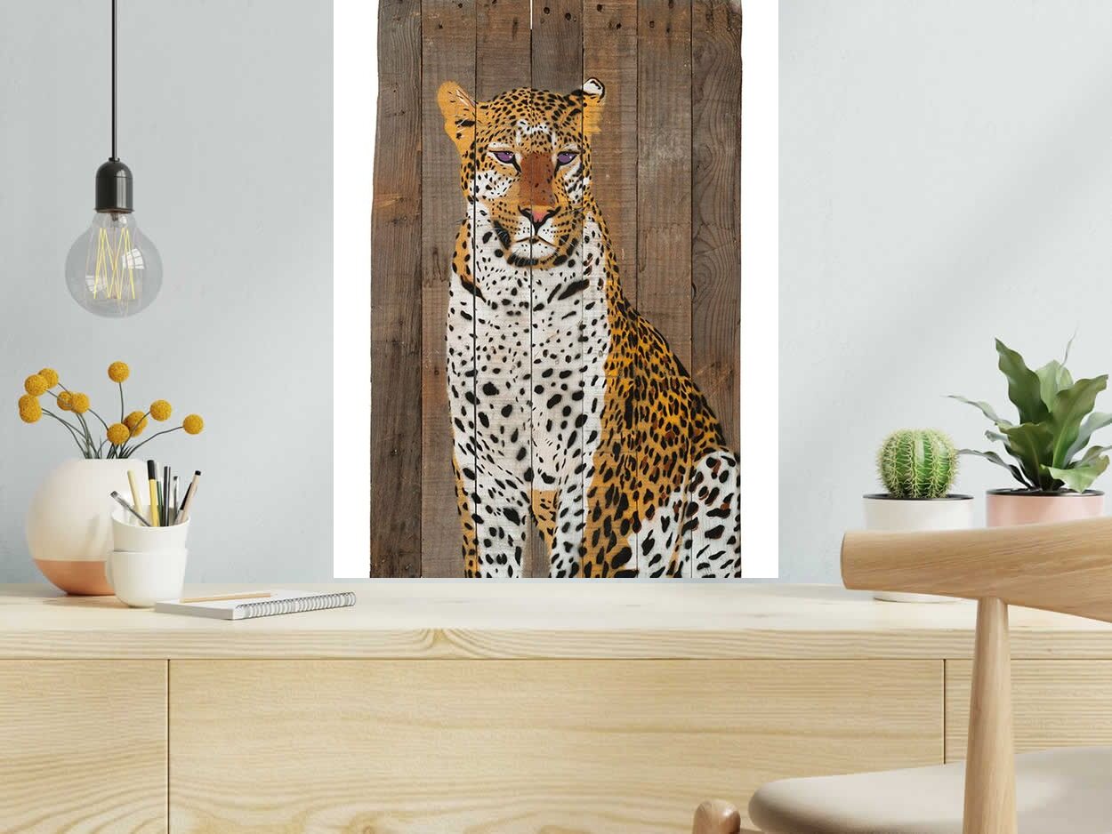 Editions d'art de MOSKO a pour titre  LEOPARD ASSIS style street art  dim : MOSKOprix:250