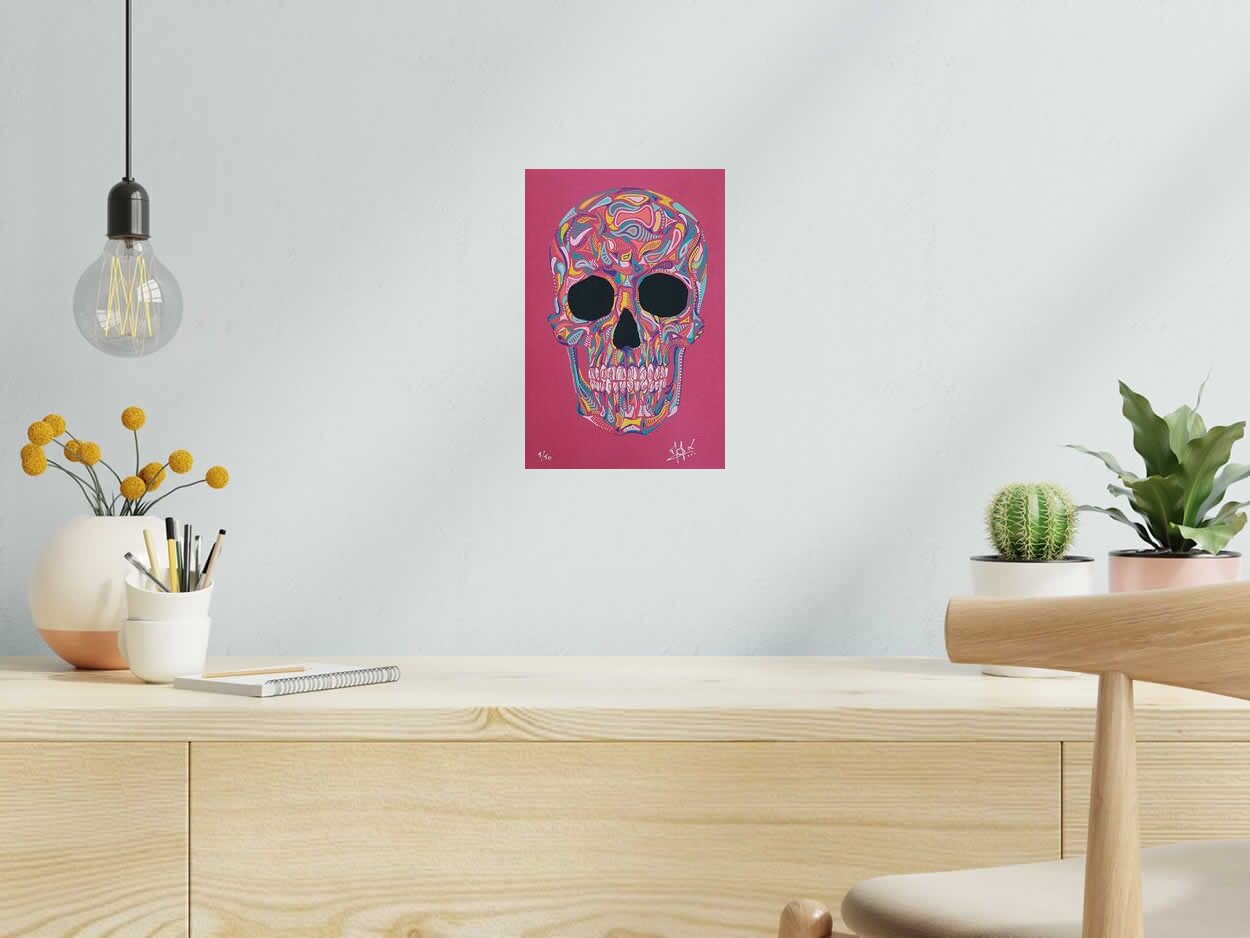 Editions d'art de MOX a pour titre  CRANE VANITE ROSE style figuratif dim : MOXprix:40