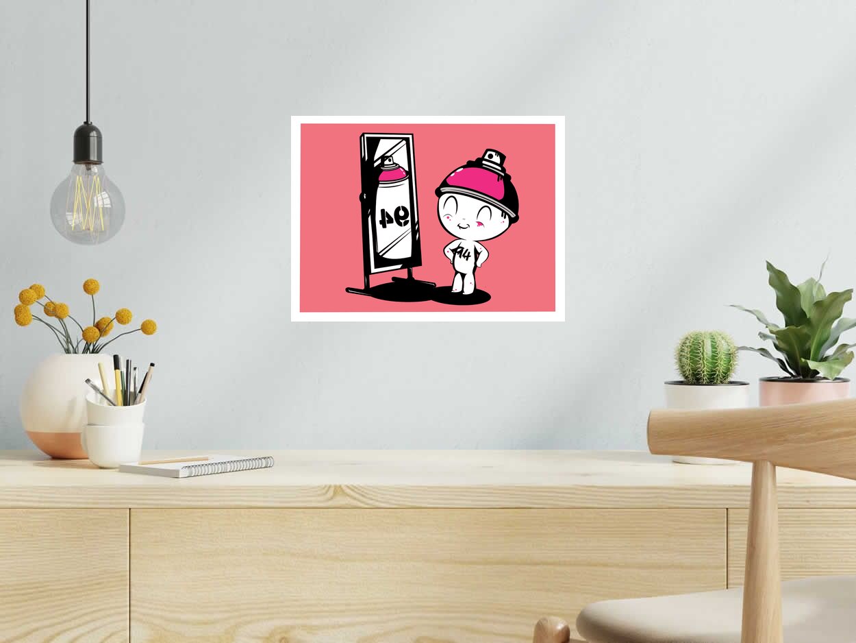 Editions d'art de JUAN SPRAY a pour titre  SELF ESTEEM PINK style street art, graphique dim : JUAN SPRAYprix:70