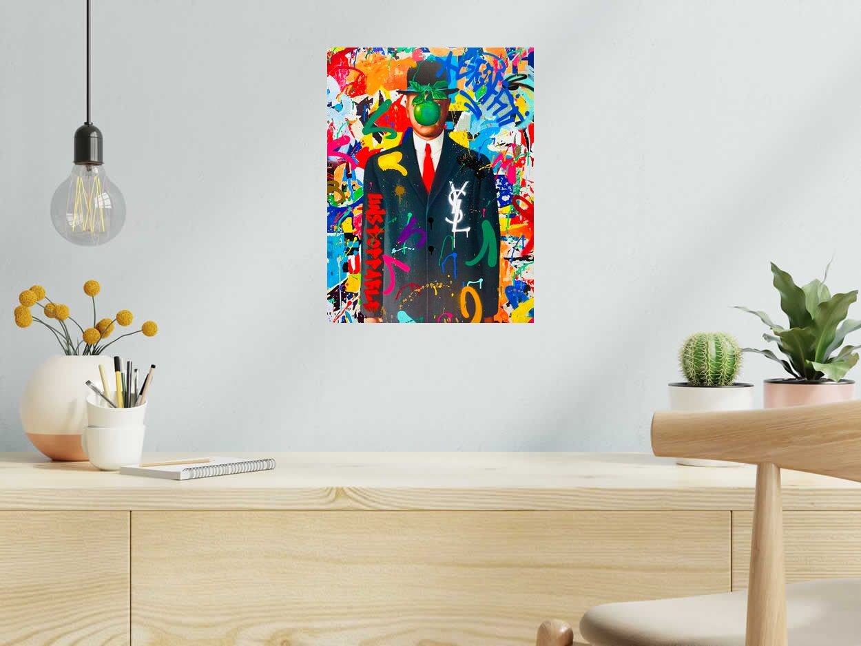 Editions d'art de RS ARTIST a pour titre  GRAFFITI MAGRITTE style graffiti, street pop art dim : RS ARTISTprix:70