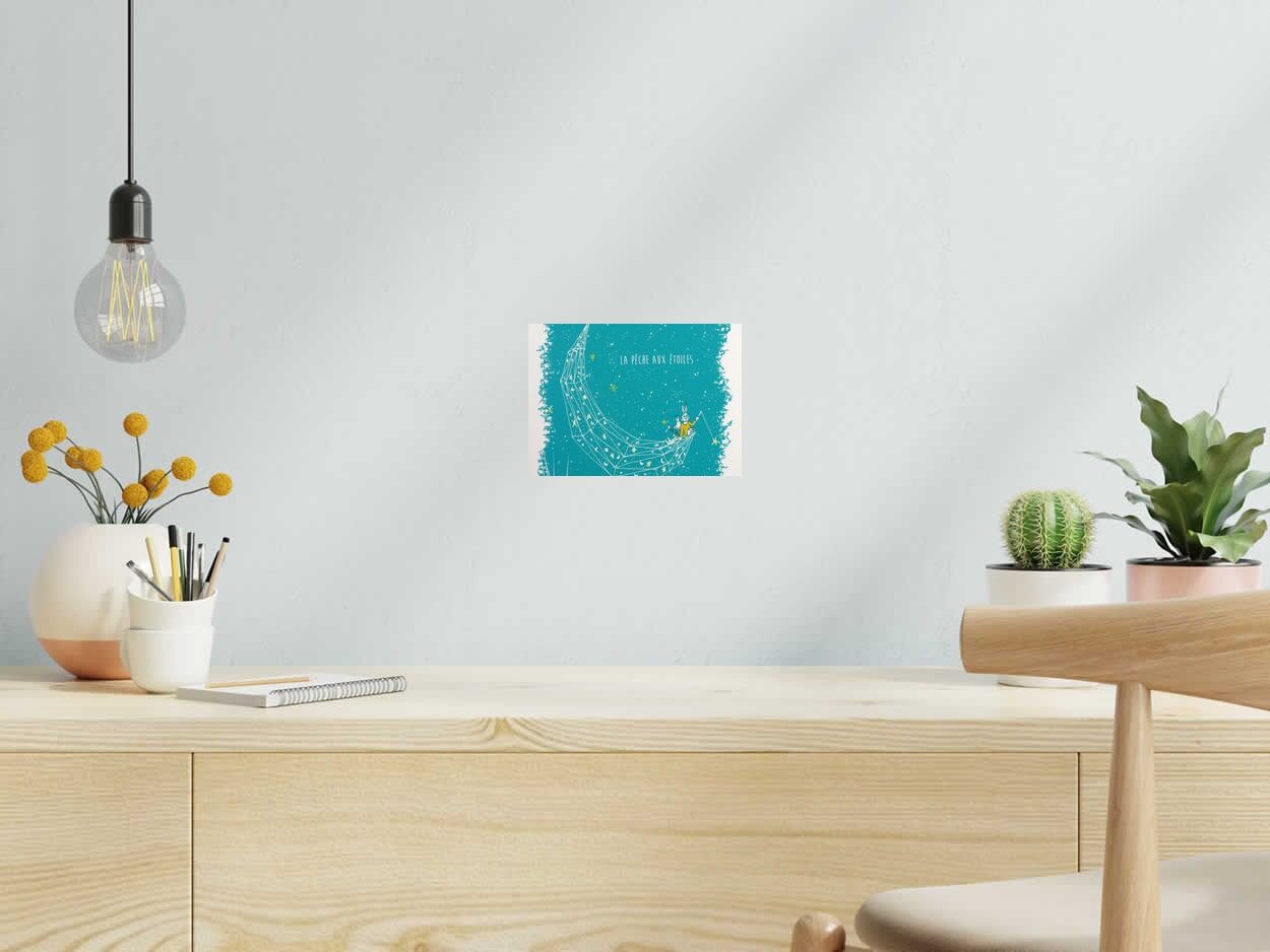 Editions d'art de JULIE ZEITLINE a pour titre  LA PECHE AUX ETOILES (TURQUOISE) style abstrait dim : JULIE ZEITLINEprix:30