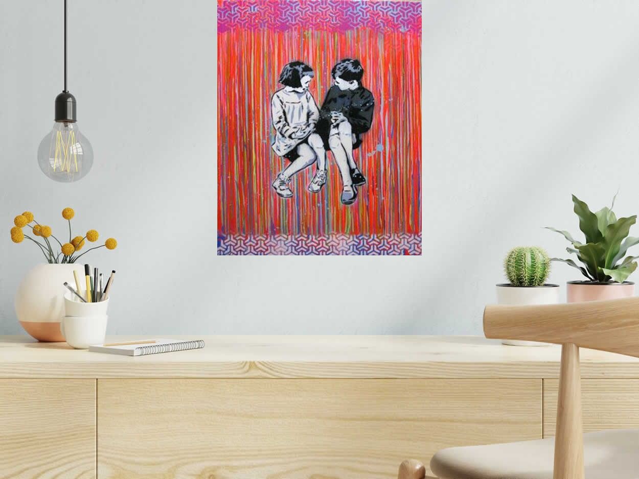 Editions d'art de SARA CHELOU a pour titre  CHILDREN 40x50 style street art  dim : SARA CHELOUprix:120