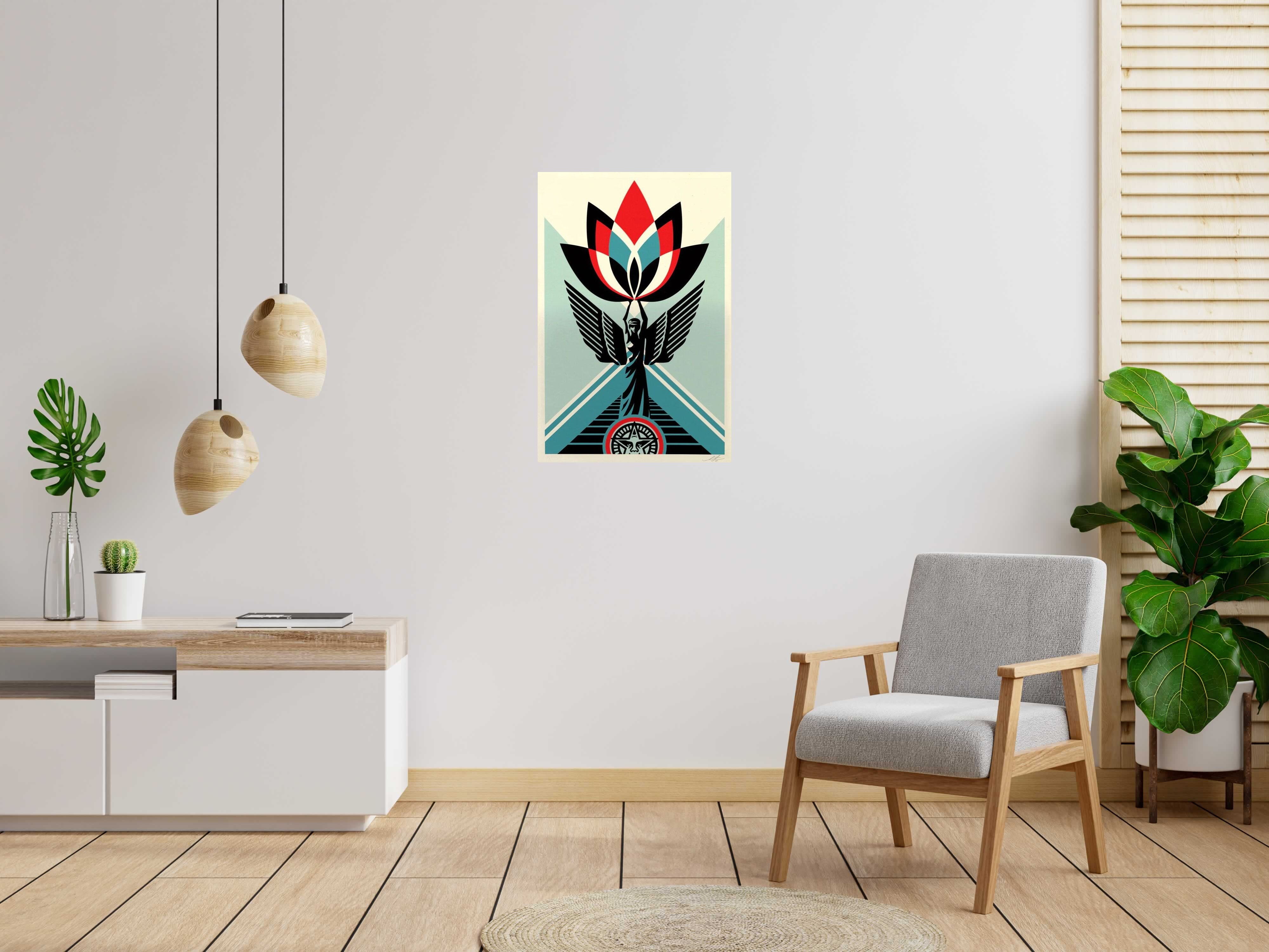 Editions d'art de OBEY : SHEPARD FAIREY  a pour titre  Lotus Angel style street pop art dim : OBEY : SHEPARD FAIREY prix:100