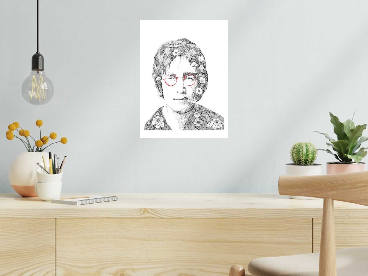 Editions d'art de CAMILLE POLI a pour titre  JOHN LENNON style figuratif, graphique dim : CAMILLE POLIprix:90