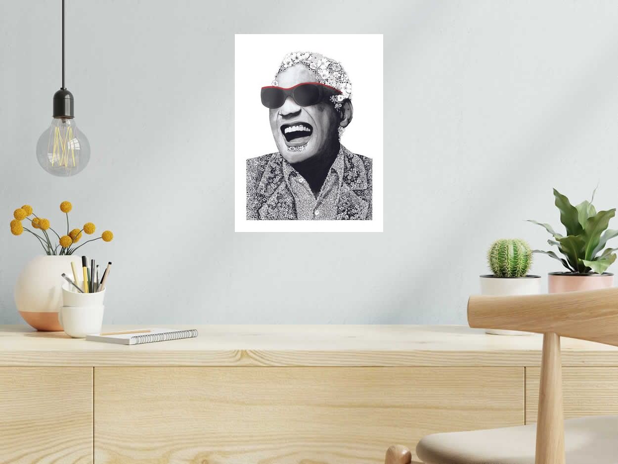 Editions d'art de CAMILLE POLI a pour titre  RAY CHARLES style figuratif, graphique dim : CAMILLE POLIprix:90