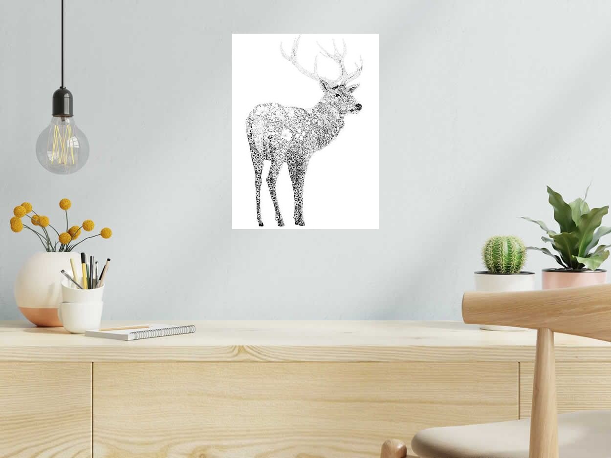 Editions d'art de CAMILLE POLI a pour titre  CERF style figuratif, graphique dim : CAMILLE POLIprix:90