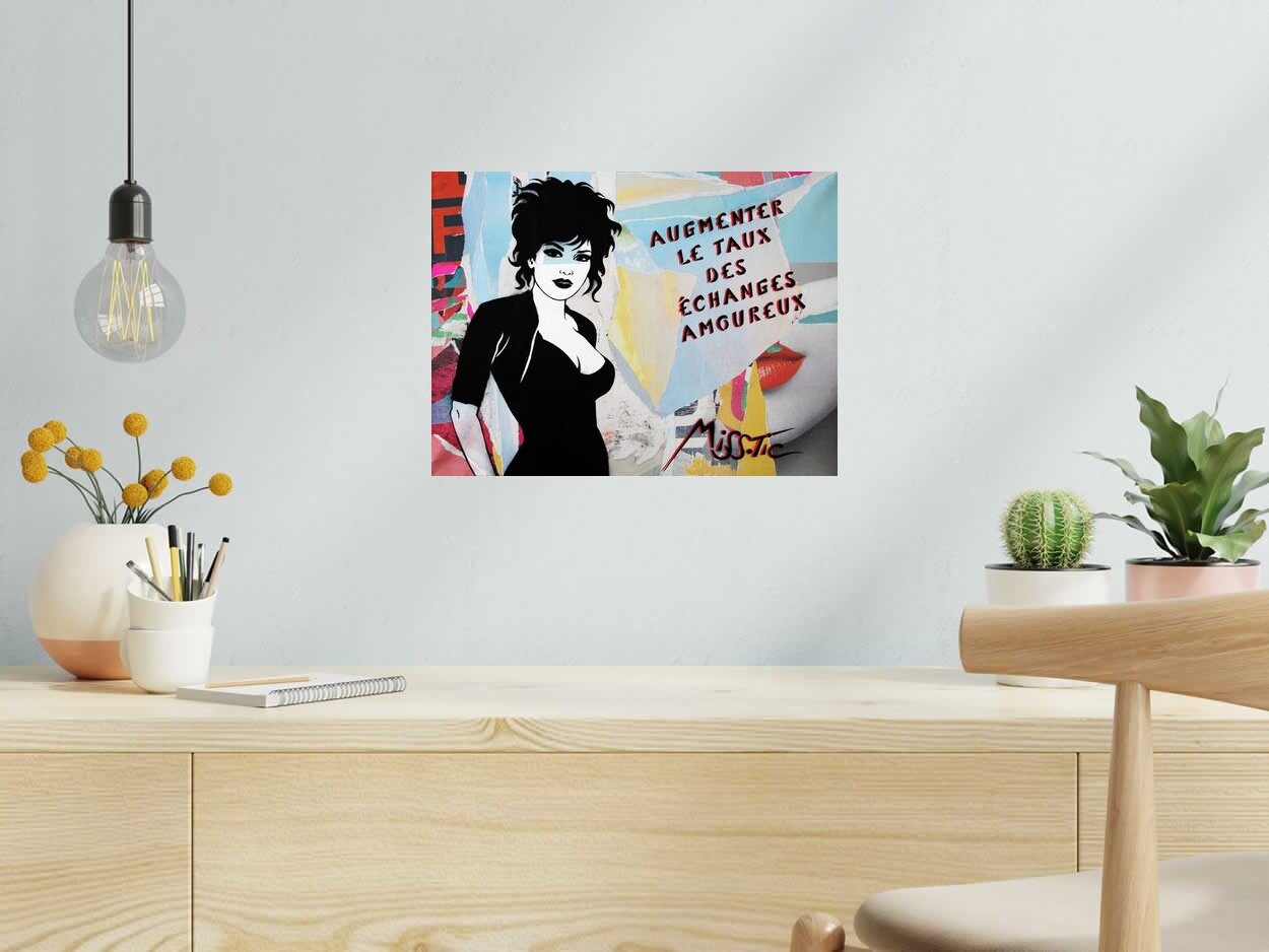 Editions d'art de MISS TIC a pour titre  AUGMENTER LE TAUX DES ECHANGES AMOUREUX style figuratif dim : MISS TICprix:1200