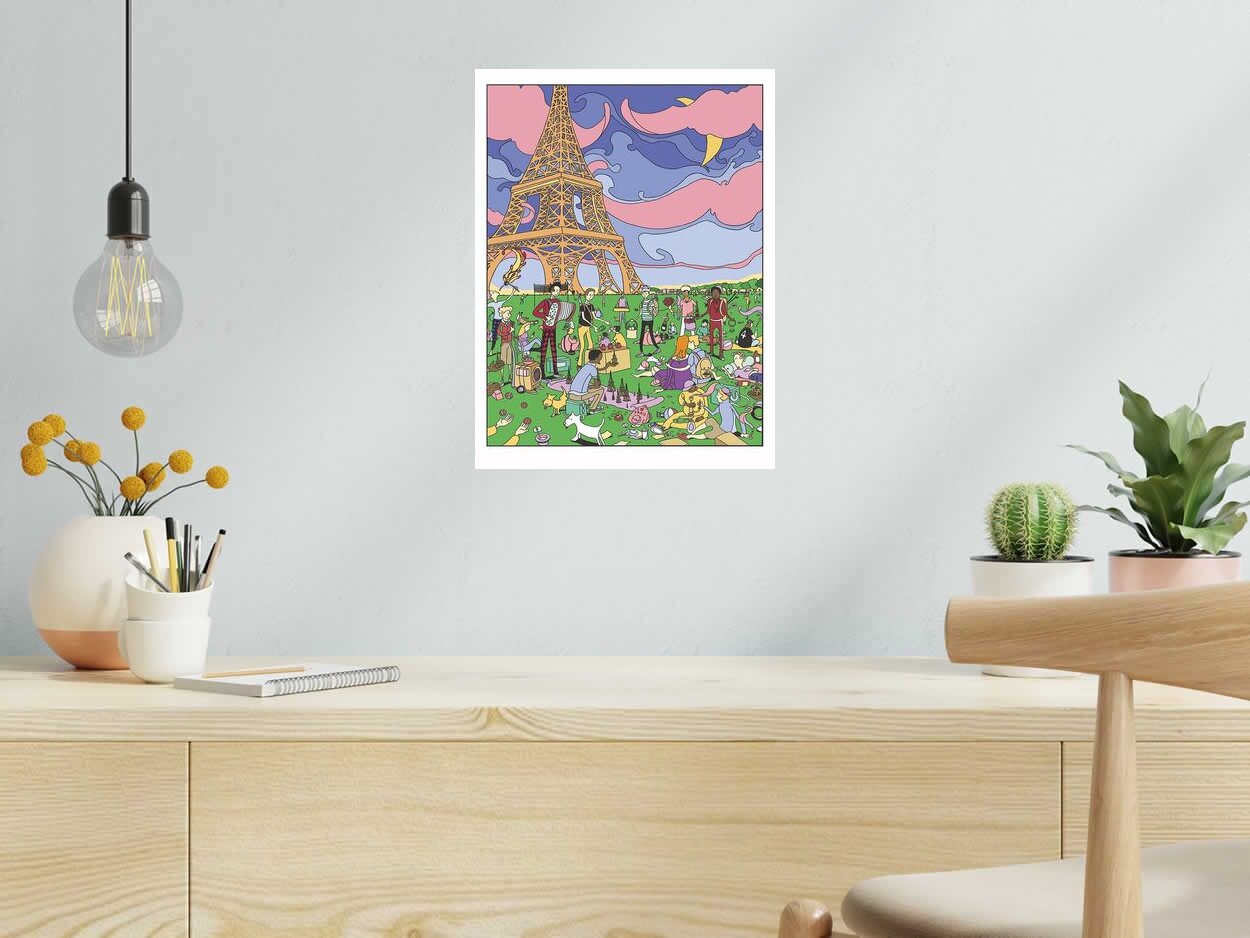Editions d'art de Mark Temlett a pour titre  Champs de mars eiffel style graphique dim : Mark Temlettprix:100