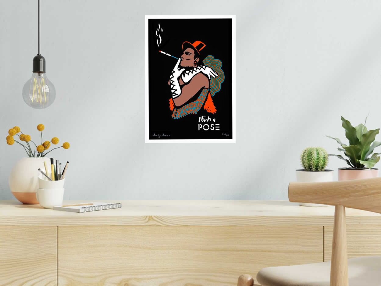 Editions d'art de DUGUDUS a pour titre  STRIKE A POSE FLUO style graphique dim : DUGUDUSprix:70