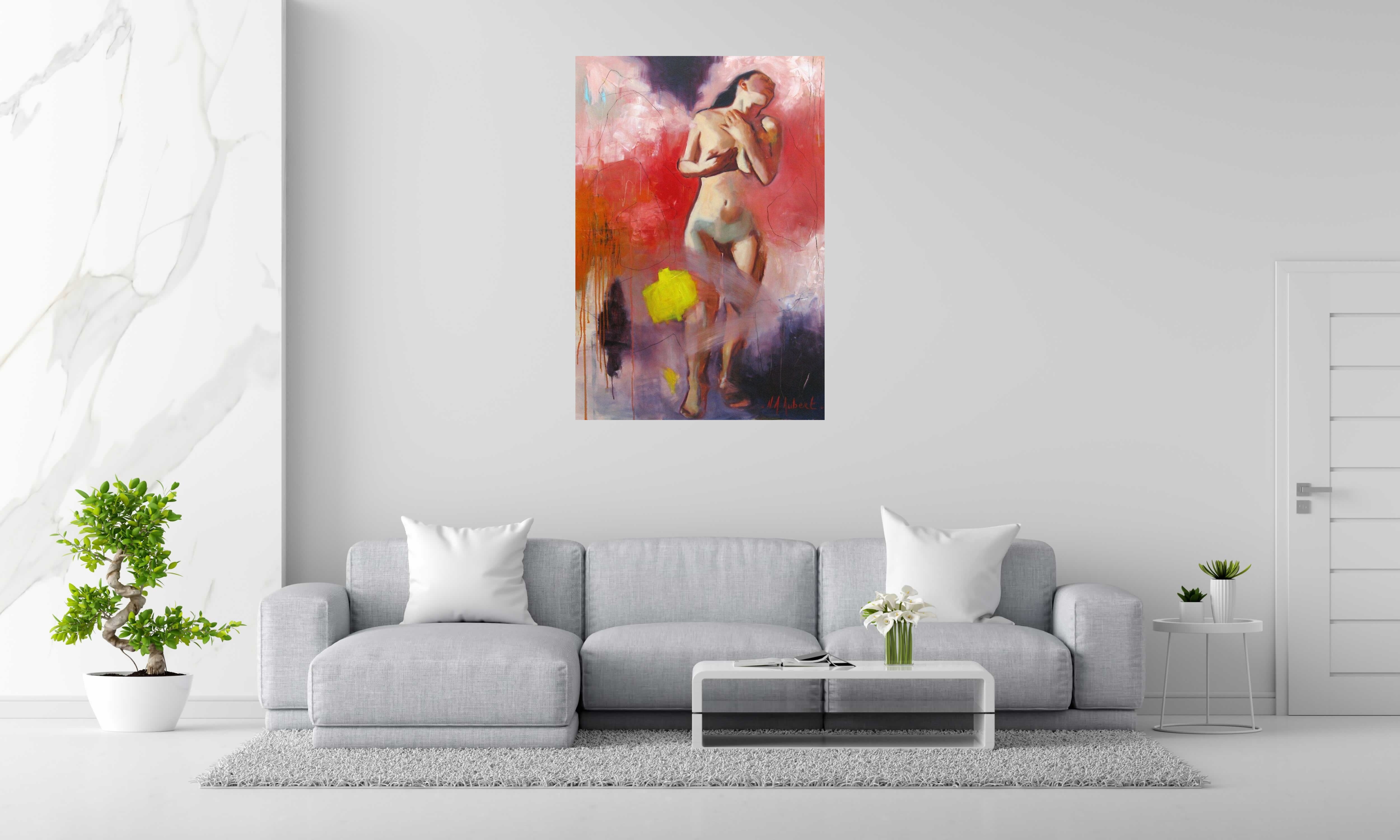 Tableau de NAWEL AUBERT a pour titre  L'ETREINTE style figuratif dim : NAWEL AUBERTprix:1400