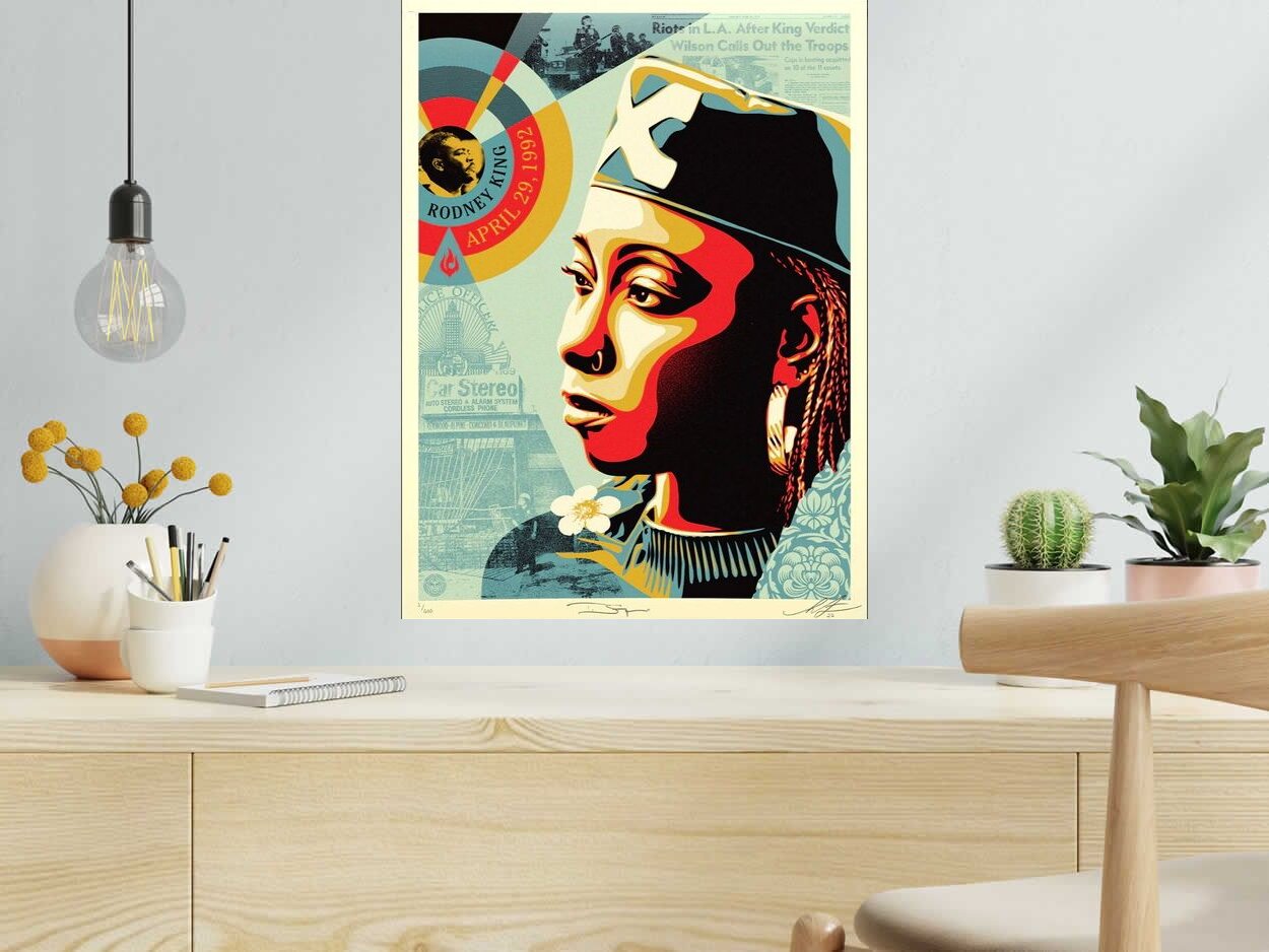 Editions d'art de OBEY : SHEPARD FAIREY  a pour titre  Rodney king style street pop art dim : OBEY : SHEPARD FAIREY prix:450