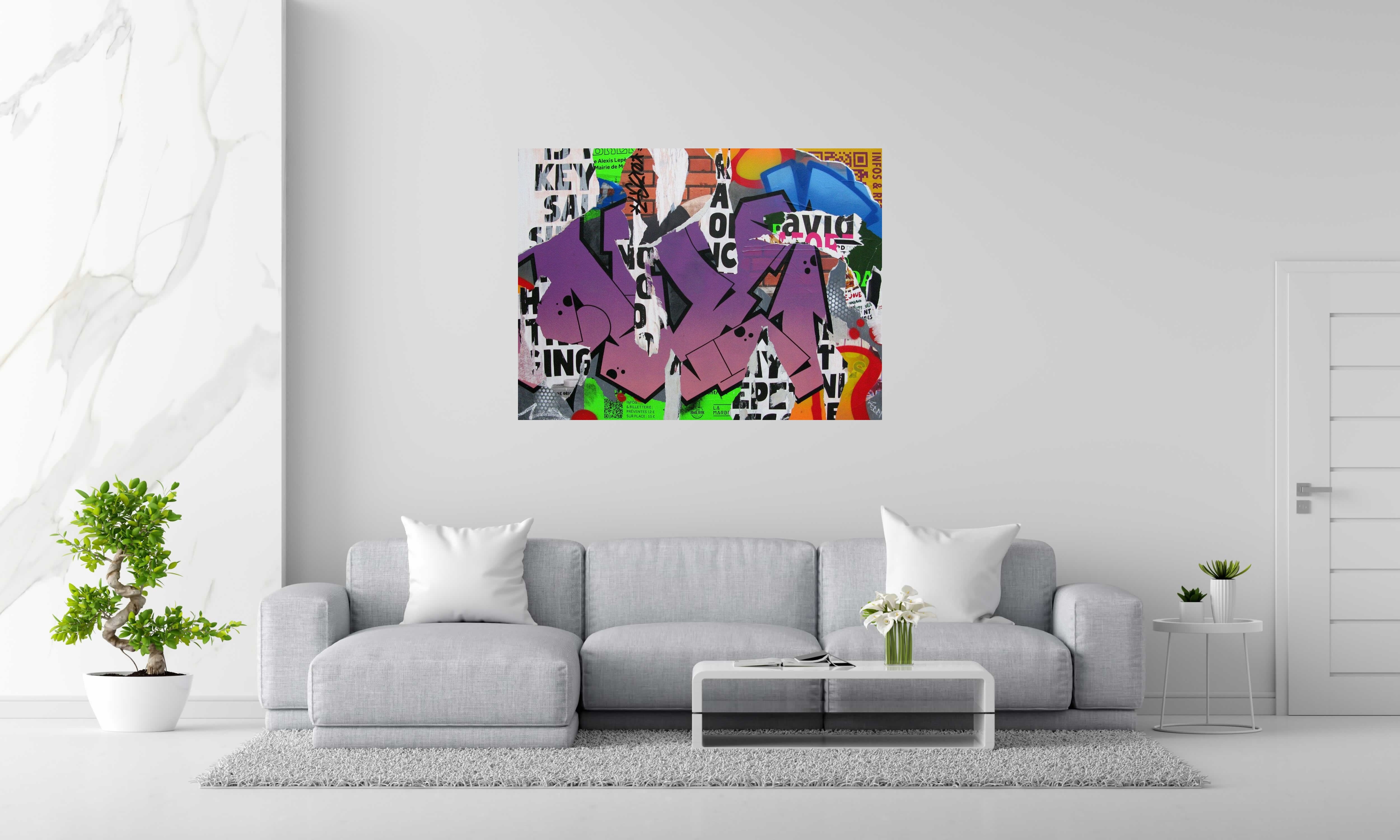 Tableau de KENY a pour titre  Green light style graffiti, street art dim : KENYprix:1000