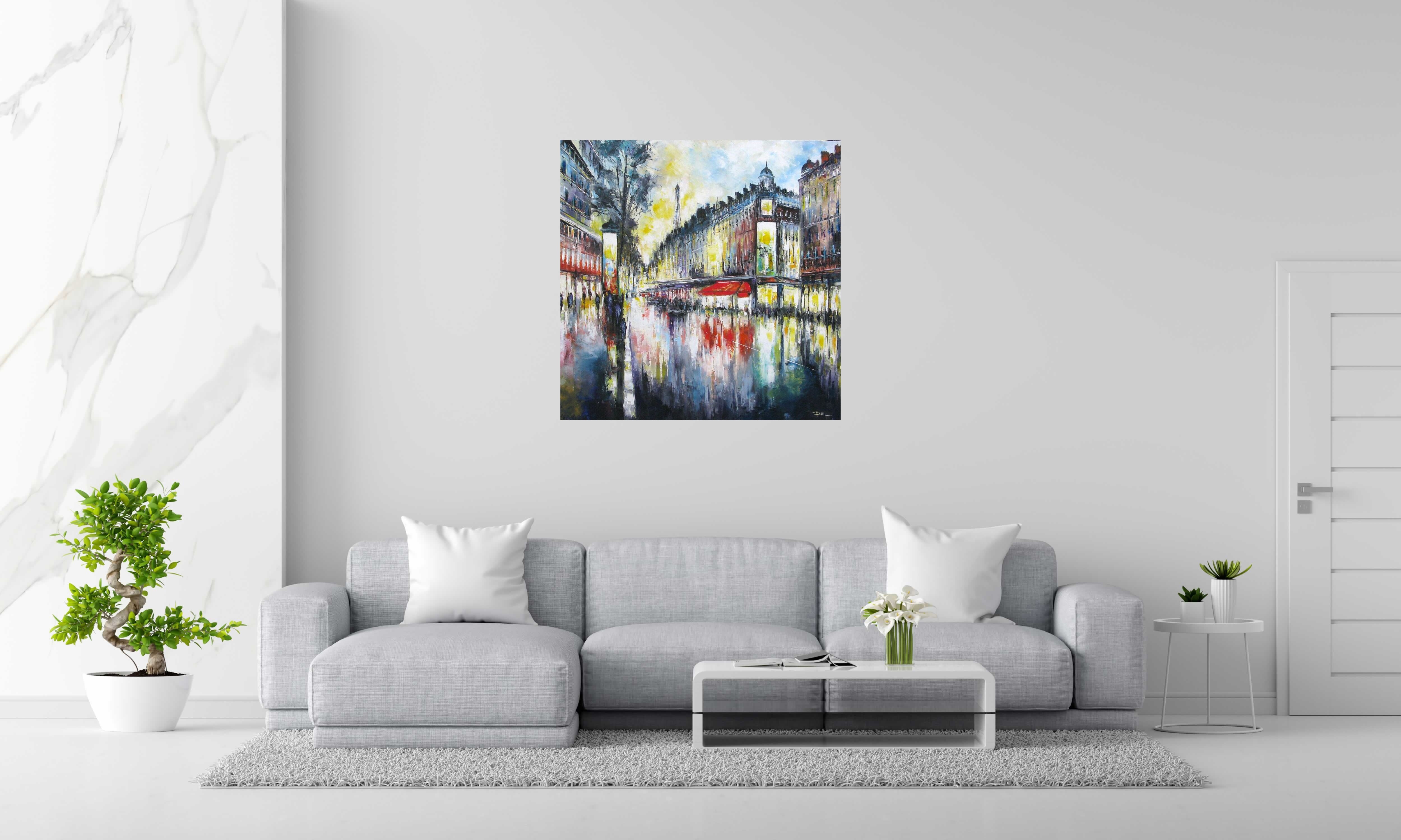 Tableau de PHIL a pour titre  Boulevard Haussmann, Paris style figuratif dim : PHILprix:850
