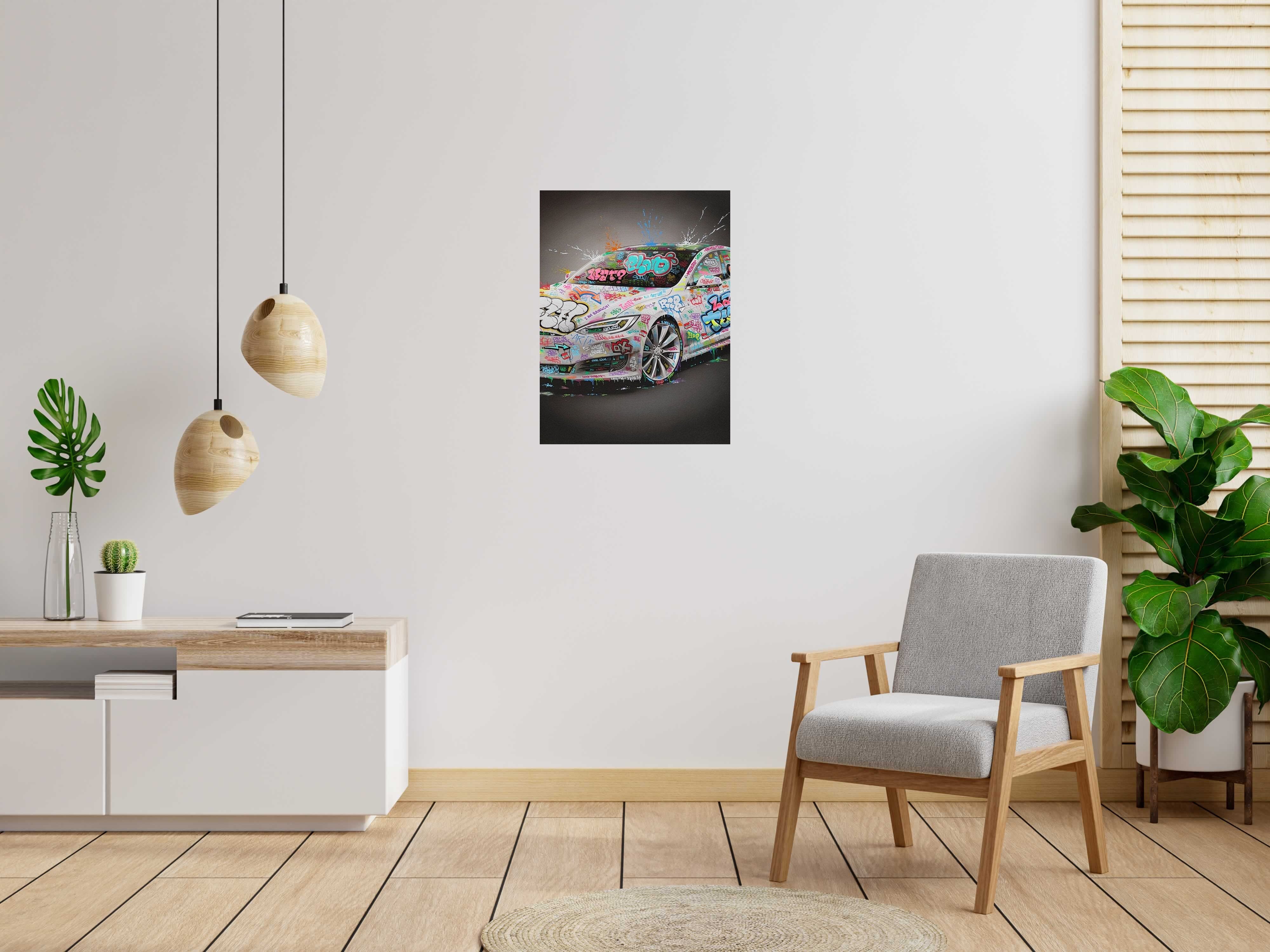 Tableau de BLACH a pour titre  Tesla style graffiti, street art dim : BLACHprix:550