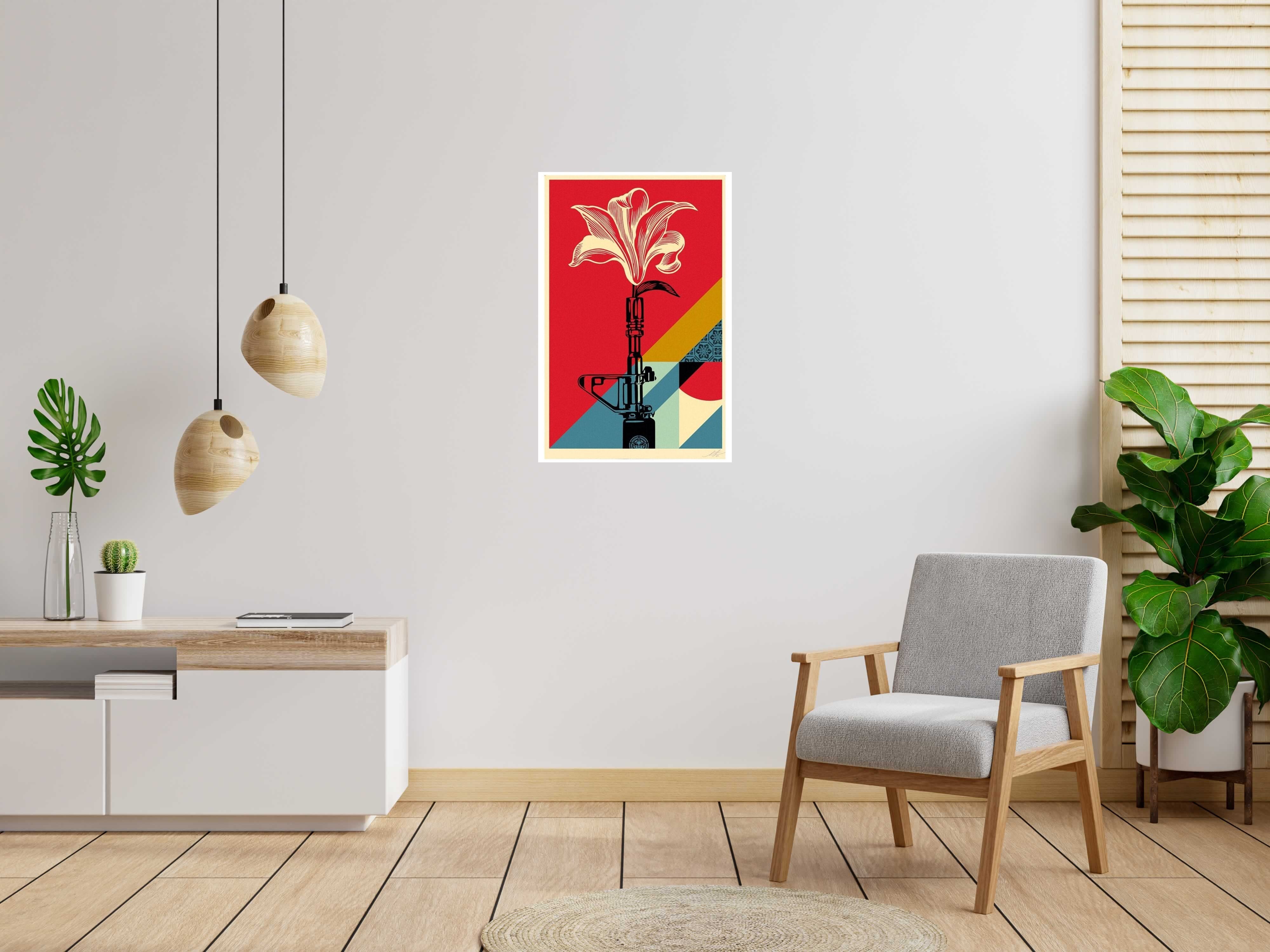 Editions d'art de OBEY : SHEPARD FAIREY  a pour titre  AR-15 LILY style street pop art dim : OBEY : SHEPARD FAIREY prix:100