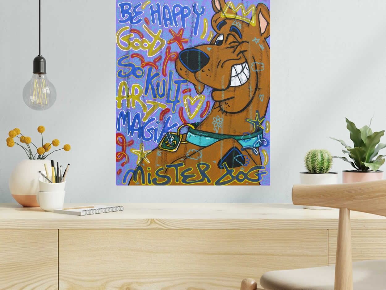 Tableau de RICO SAB a pour titre  Mister dog style street pop art, street art dim : RICO SABprix:290