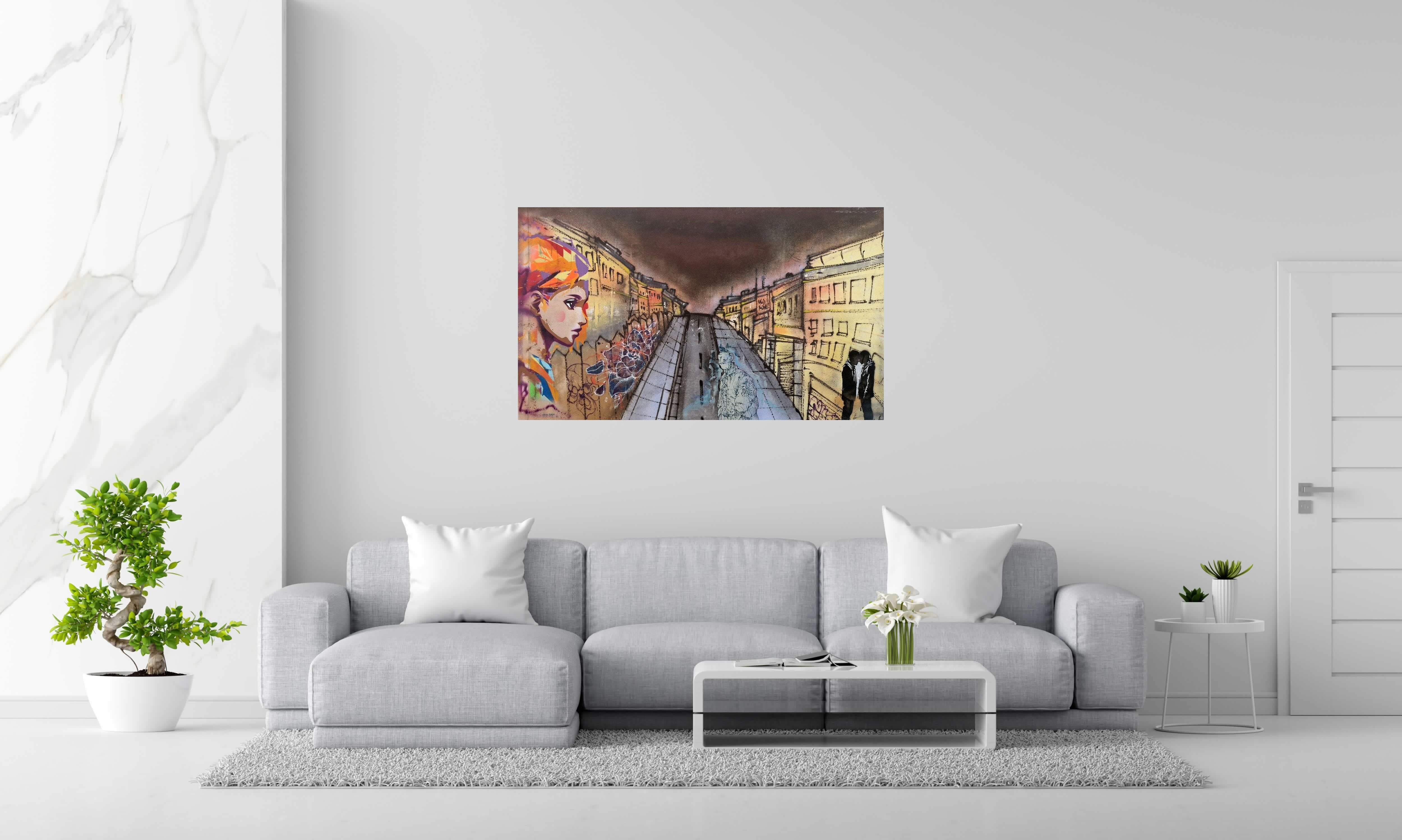Tableau de Craig & Emer a pour titre  Au bout de la rue style street art  dim : Craig & Emerprix:650
