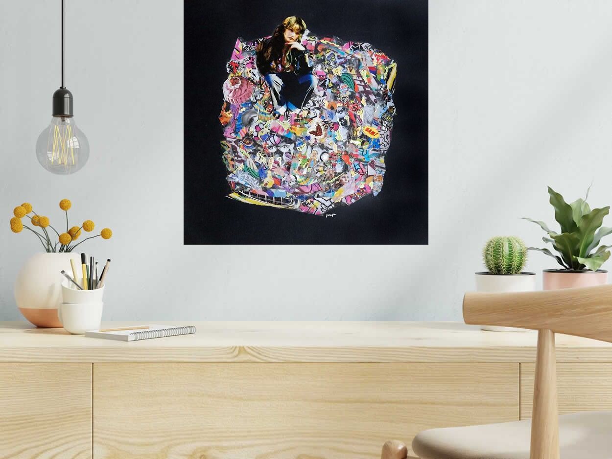 Editions d'art de FLOREPEA a pour titre  Lola les pieds dans le plat style graphique dim : FLOREPEAprix:280