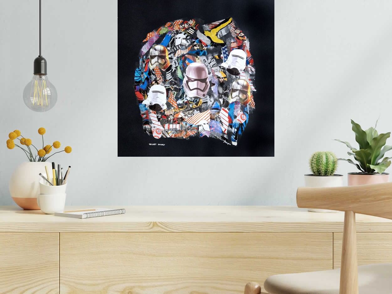 Editions d'art de FLOREPEA a pour titre  Helmet Story style graphique dim : FLOREPEAprix:280