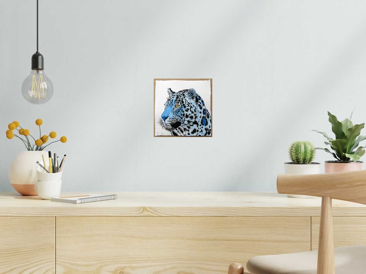 Dessin de MOSKO a pour titre  LEOPARD BLEU style figuratif dim : MOSKOprix:220