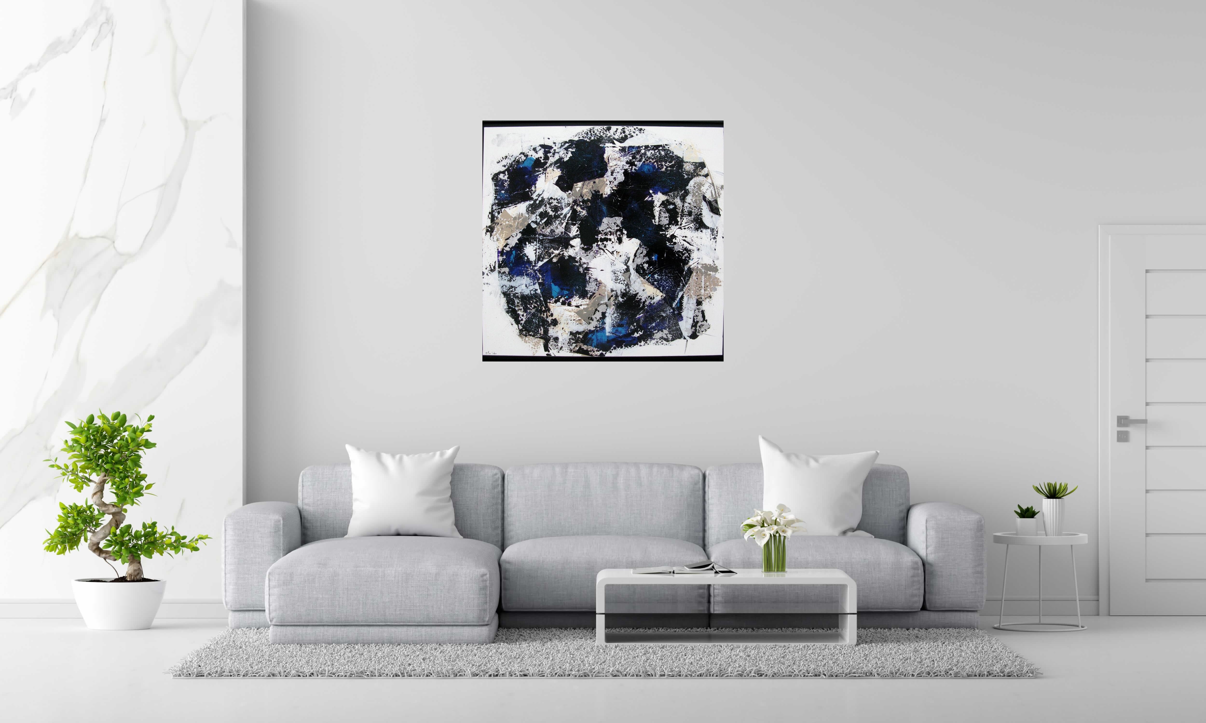 Tableau de CELINE WEBER a pour titre  Fragments - Bleu smalt style abstrait dim : CELINE WEBERprix:900