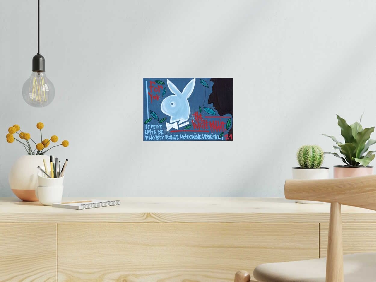 Tableau de TAREK a pour titre  The White Rabbit style street art dim : TAREKprix:290