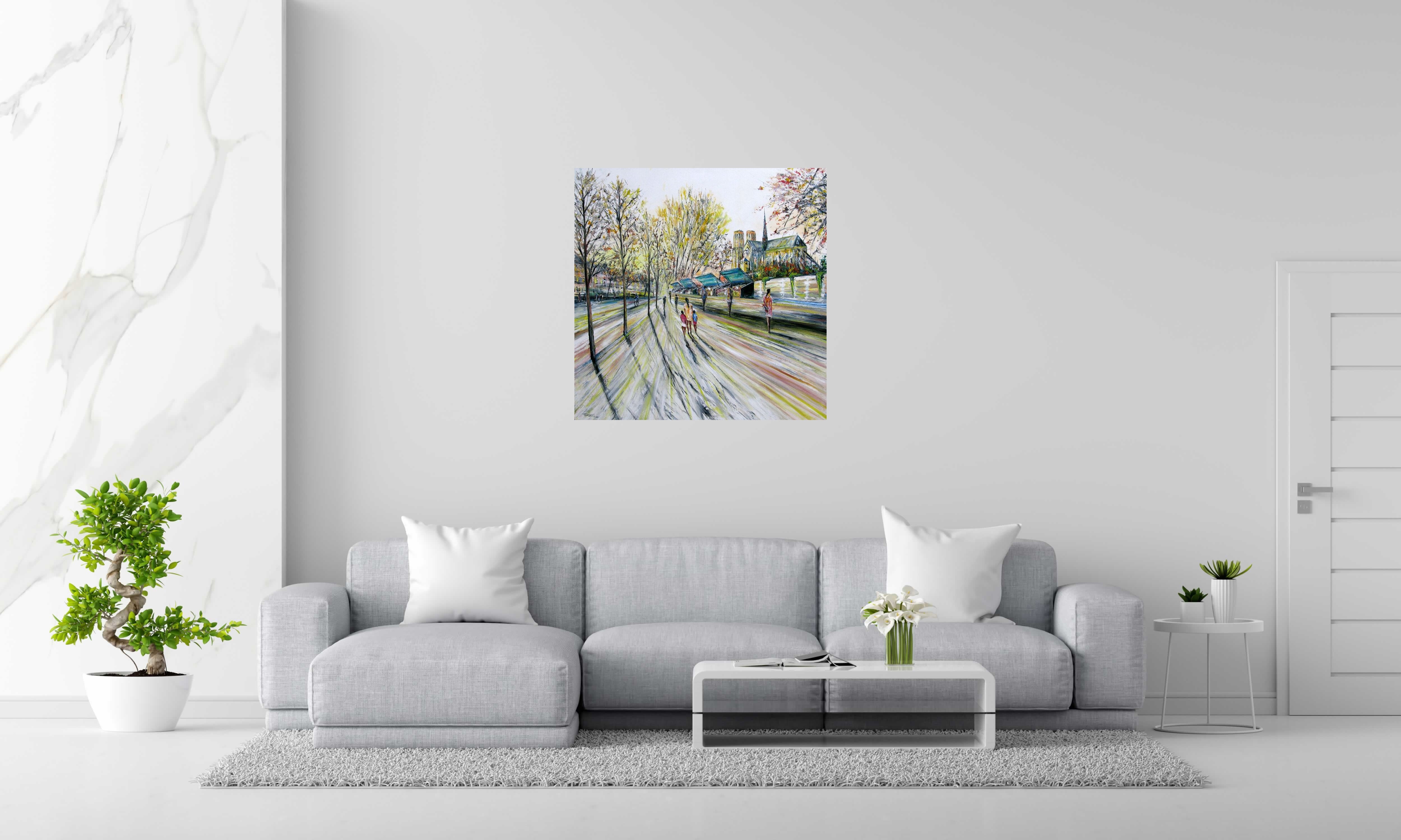 Tableau de PHIL a pour titre  Les bouquinistes style figuratif dim : PHILprix:700