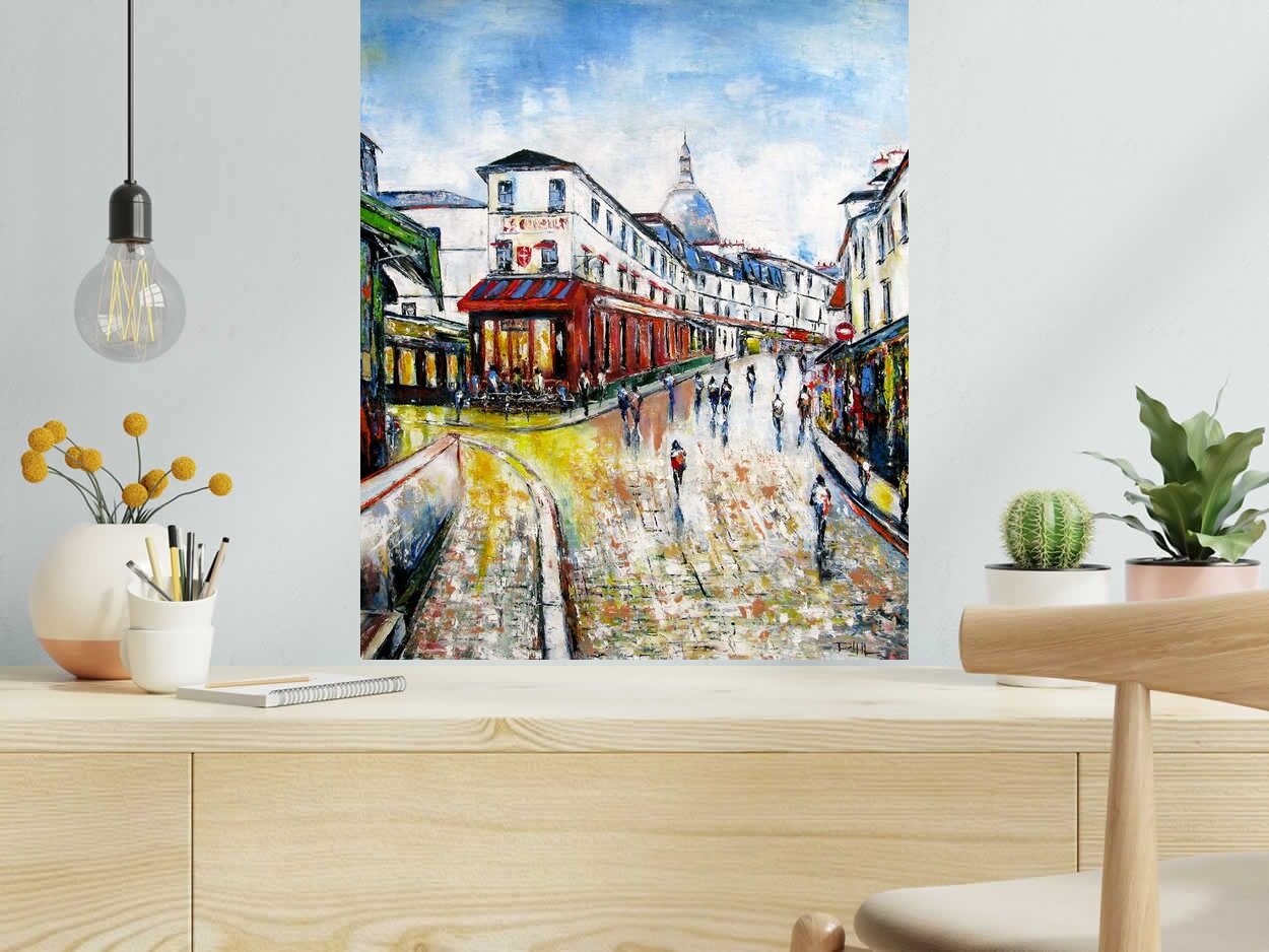 Tableau de PHIL a pour titre  Consulat Montmatre style figuratif dim : PHILprix:350