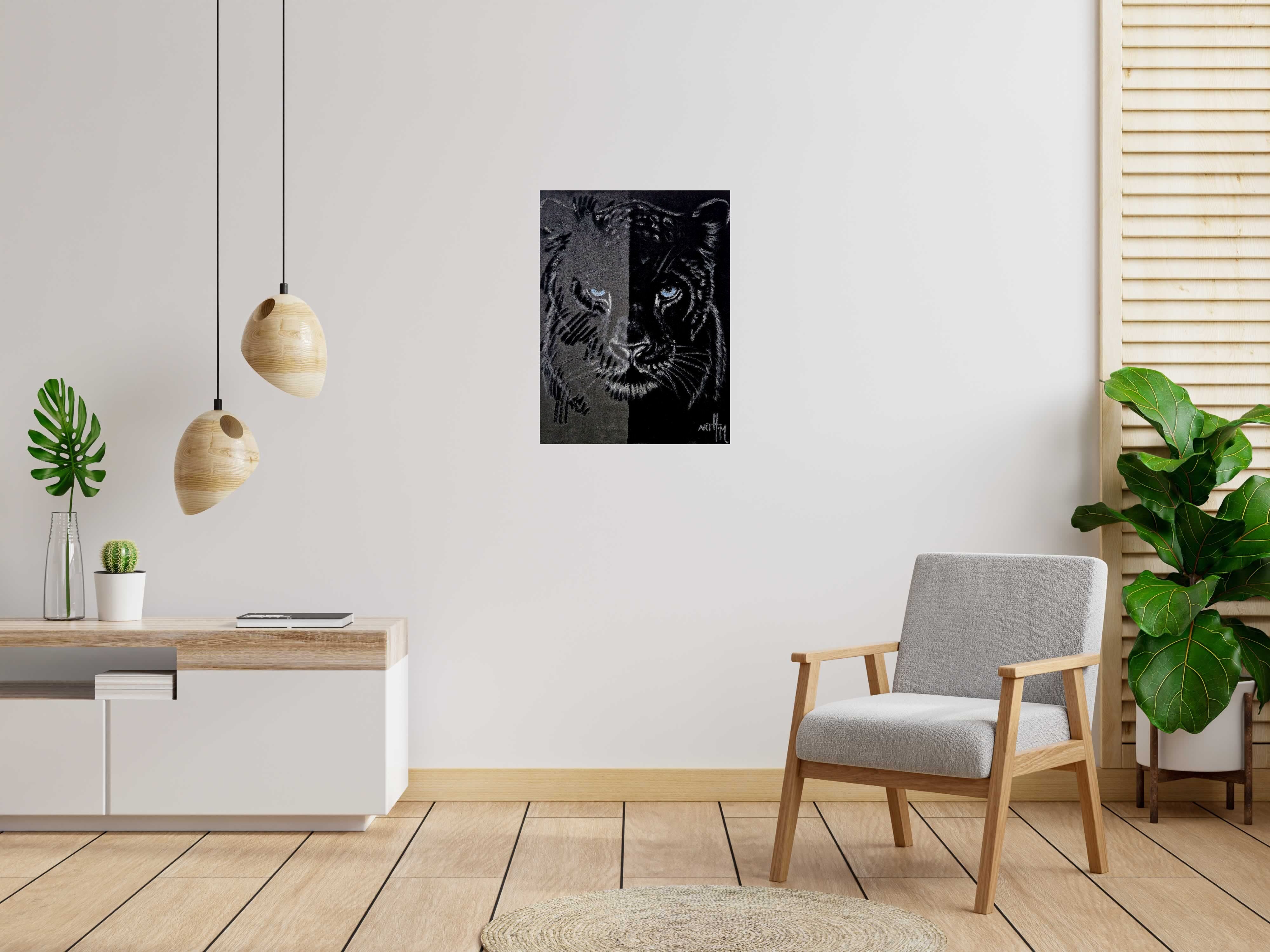 Tableau de ART HM a pour titre  Panther UV velours style figuratif, graphique dim : ART HMprix:800