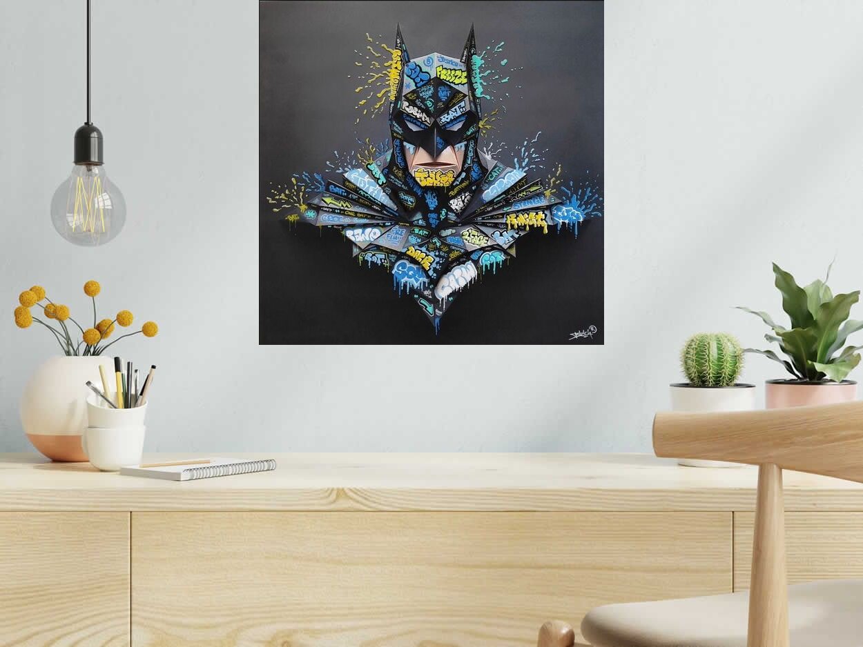 Editions d'art de BLACH a pour titre  Batman Origami style graffiti, street pop art dim : BLACHprix:150