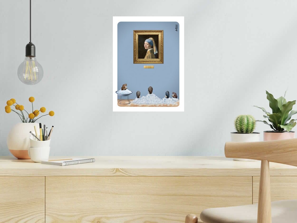 Editions d'art de L'ARTISTE PITRE a pour titre  VERMEER style figuratif, graphique dim : L'ARTISTE PITREprix:40