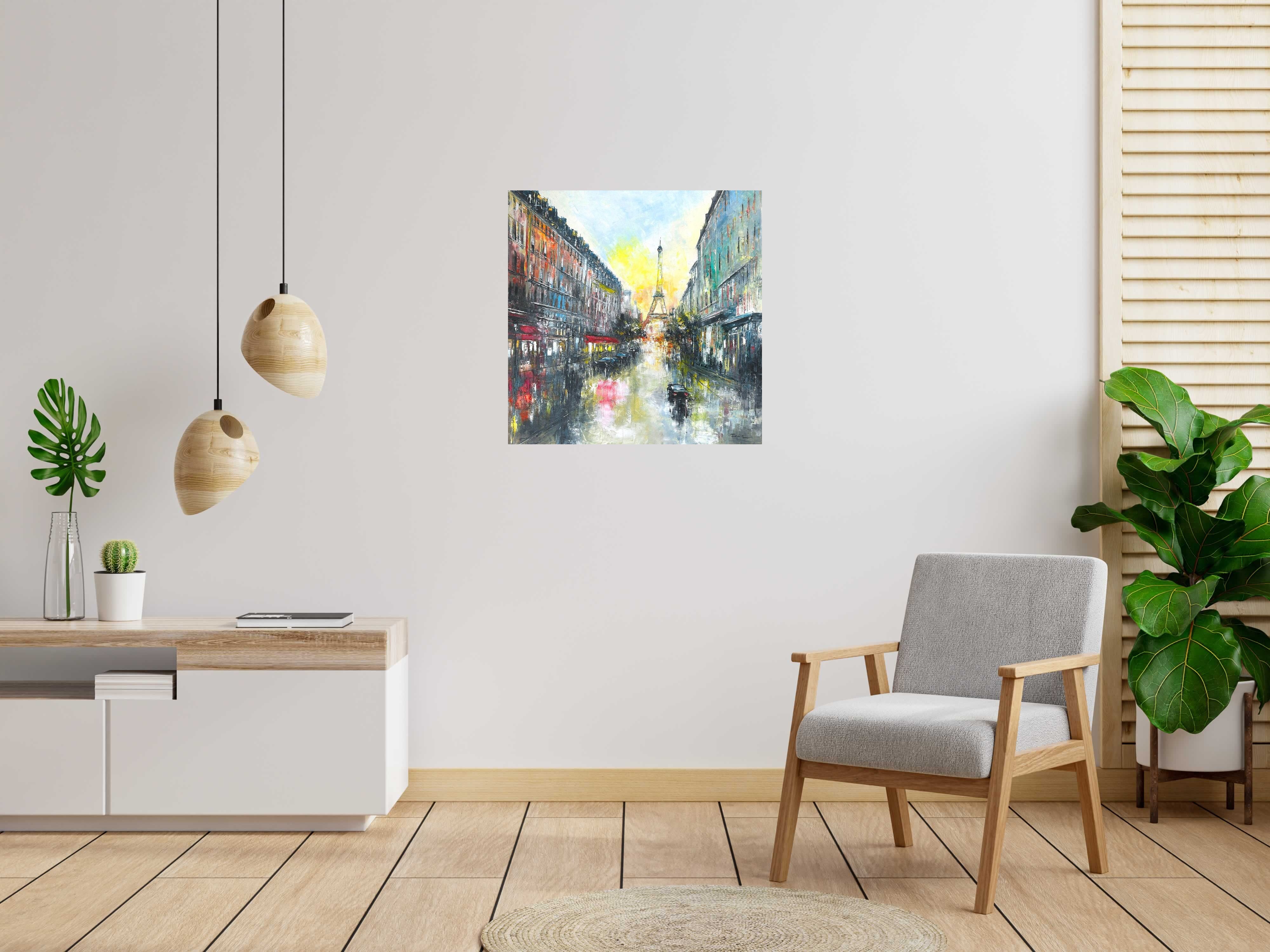 Tableau de PHIL a pour titre  Le boulevard, Paris style figuratif dim : PHILprix:600