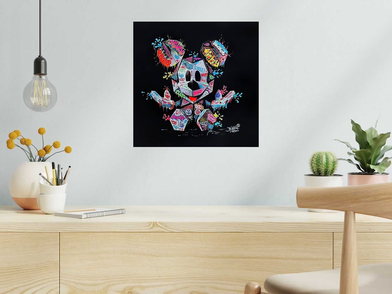 Editions d'art de BLACH a pour titre  Mickey Origami style graffiti, street art dim : BLACHprix:90