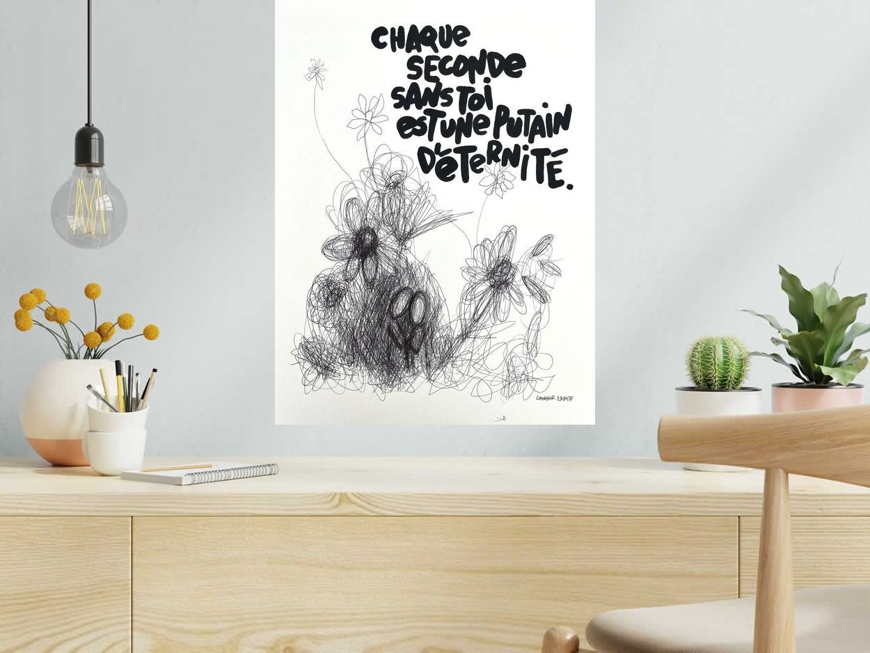 Dessin de L'OISEAU NOIR a pour titre  Eternité style graphique dim : L'OISEAU NOIRprix:380
