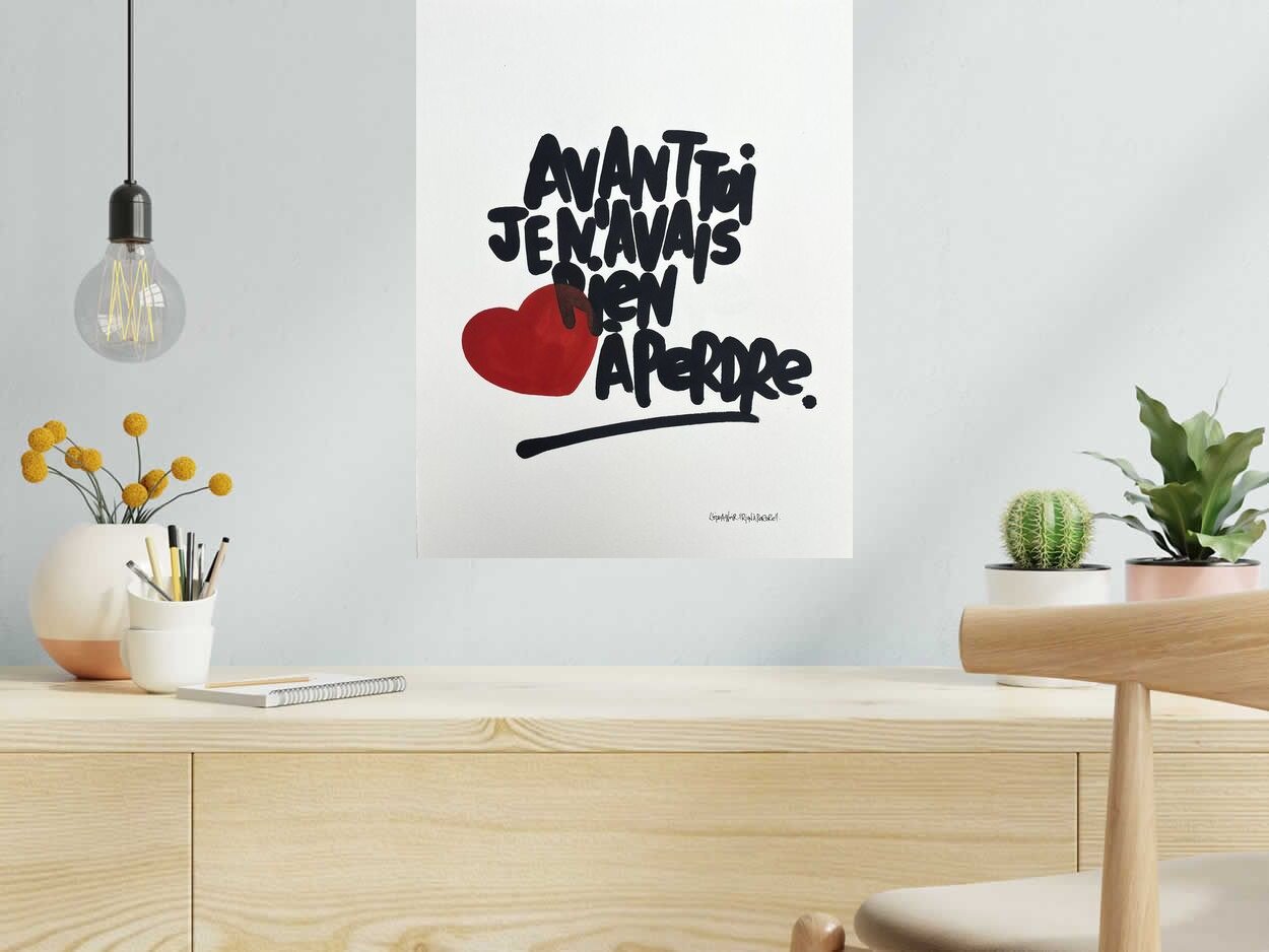 Dessin de L'OISEAU NOIR a pour titre  Rien à perdre style graphique dim : L'OISEAU NOIRprix:380