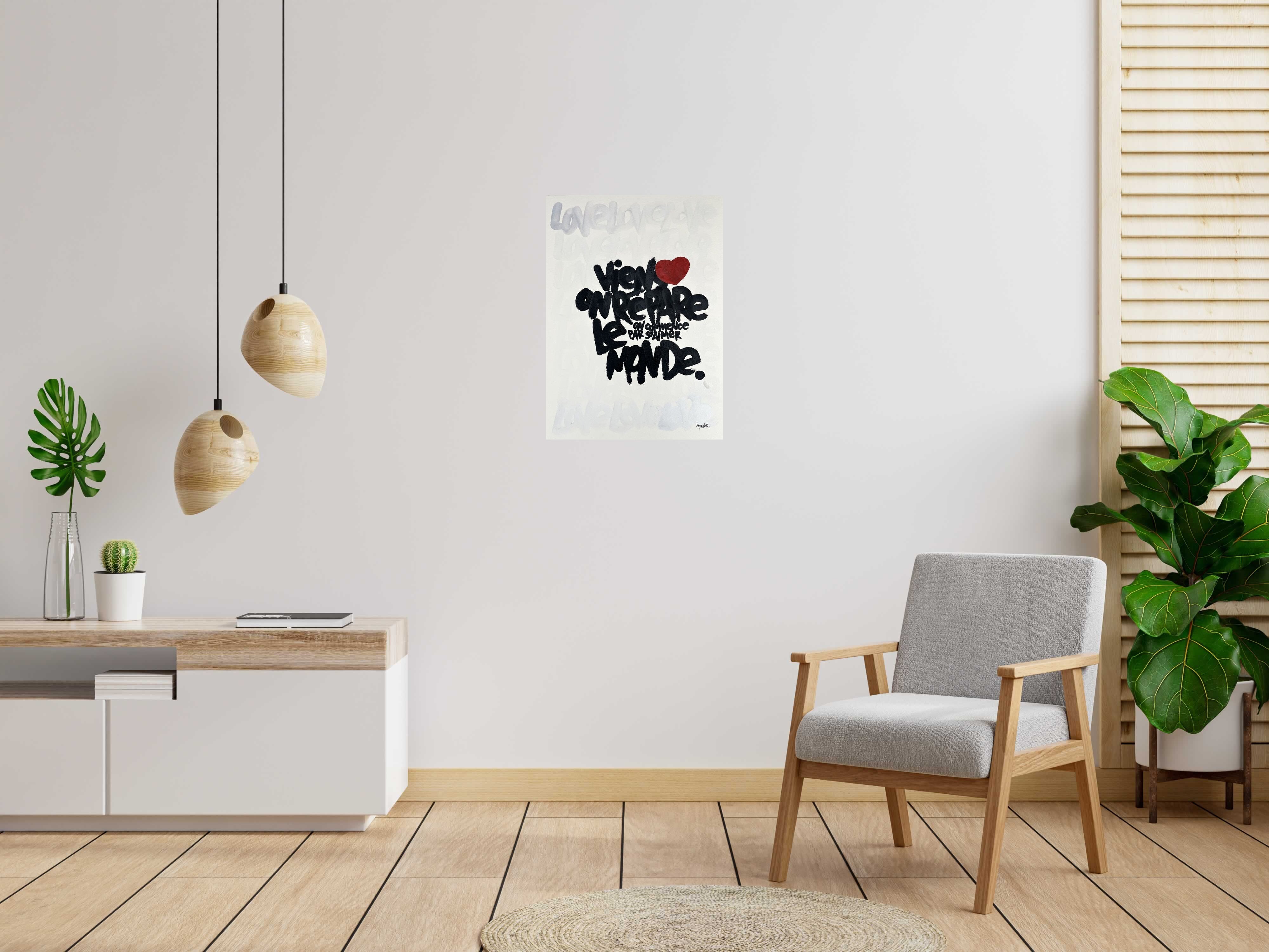 Dessin de L'OISEAU NOIR a pour titre  On repare le monde style graphique dim : L'OISEAU NOIRprix:450