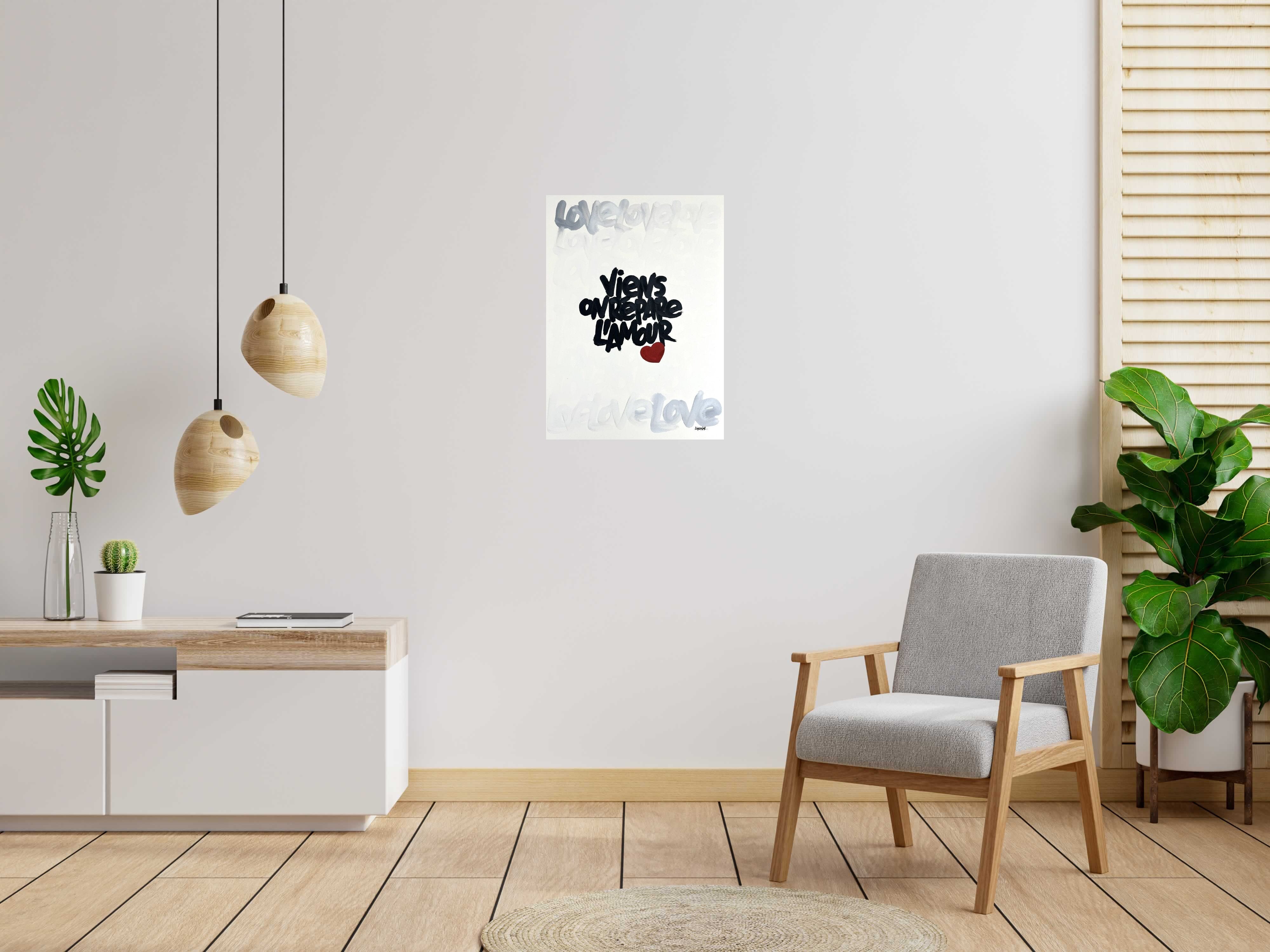 Dessin de L'OISEAU NOIR a pour titre  Viens on repare l'amour style graphique dim : L'OISEAU NOIRprix:450