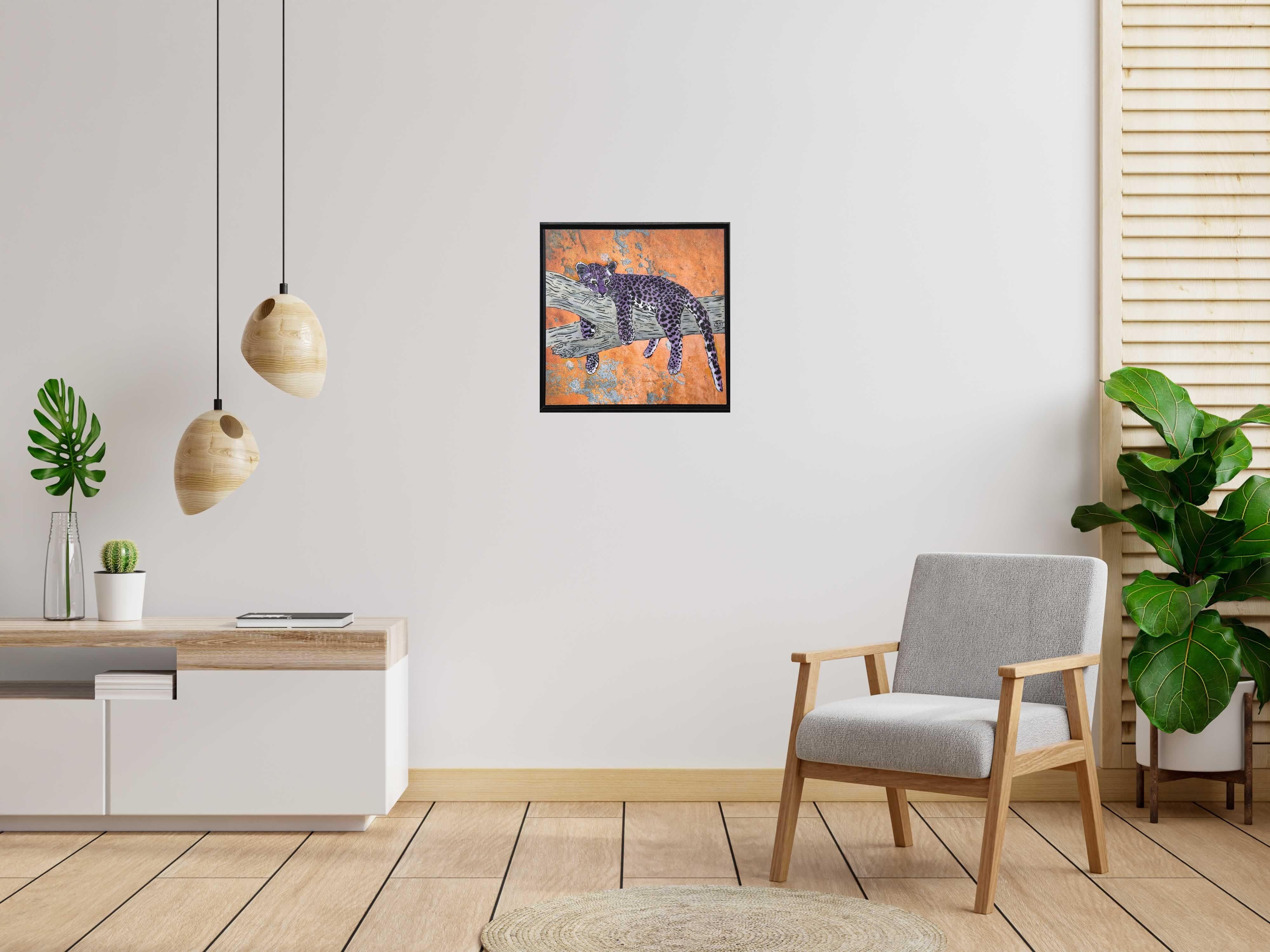 Tableau de MOSKO a pour titre  Sur sa branche style street art dim : MOSKOprix:1600