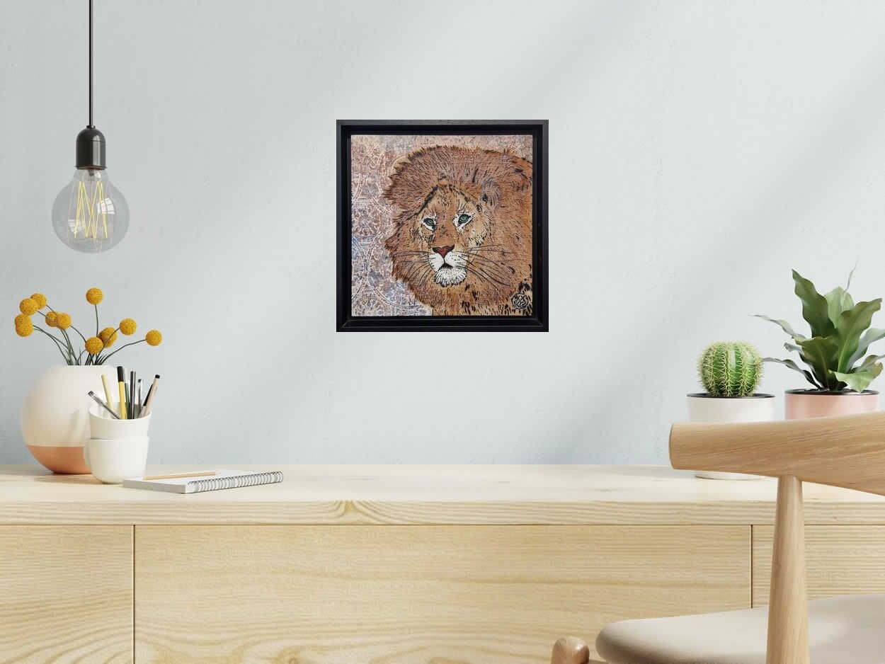 Tableau de MOSKO a pour titre  Le lion style street art dim : MOSKOprix:720