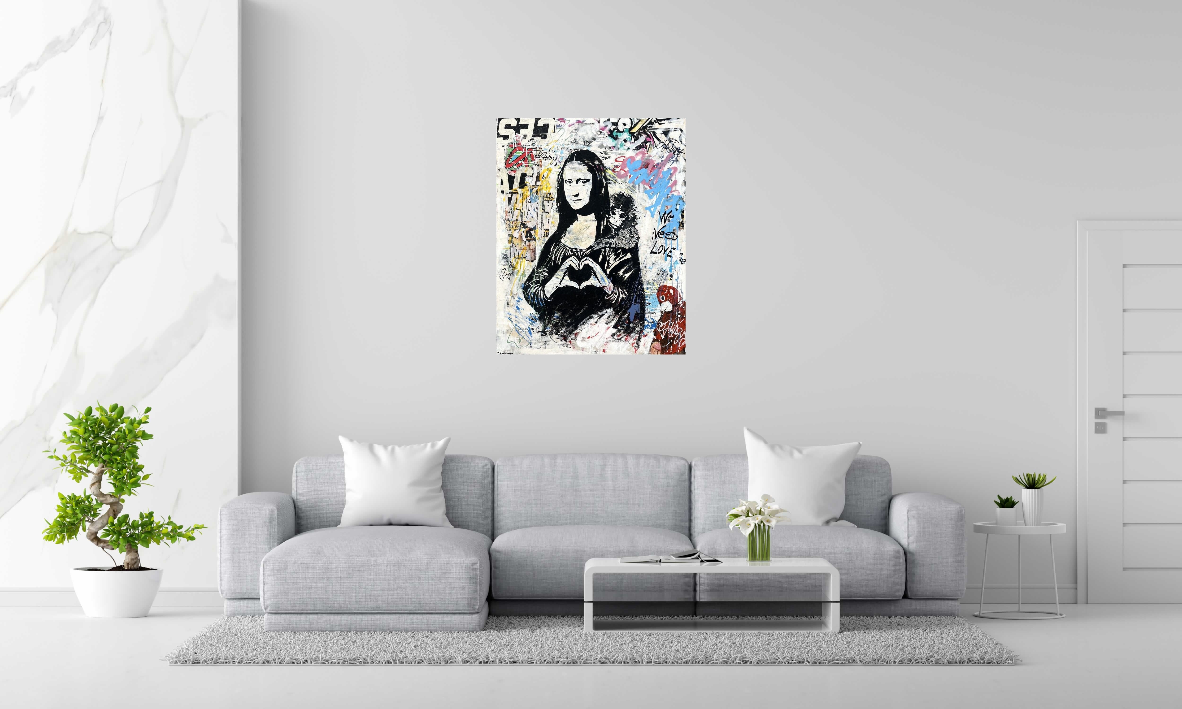 Tableau de PATRICIA GADISSEUR a pour titre  We need love style graffiti, street pop art dim : PATRICIA GADISSEURprix:750