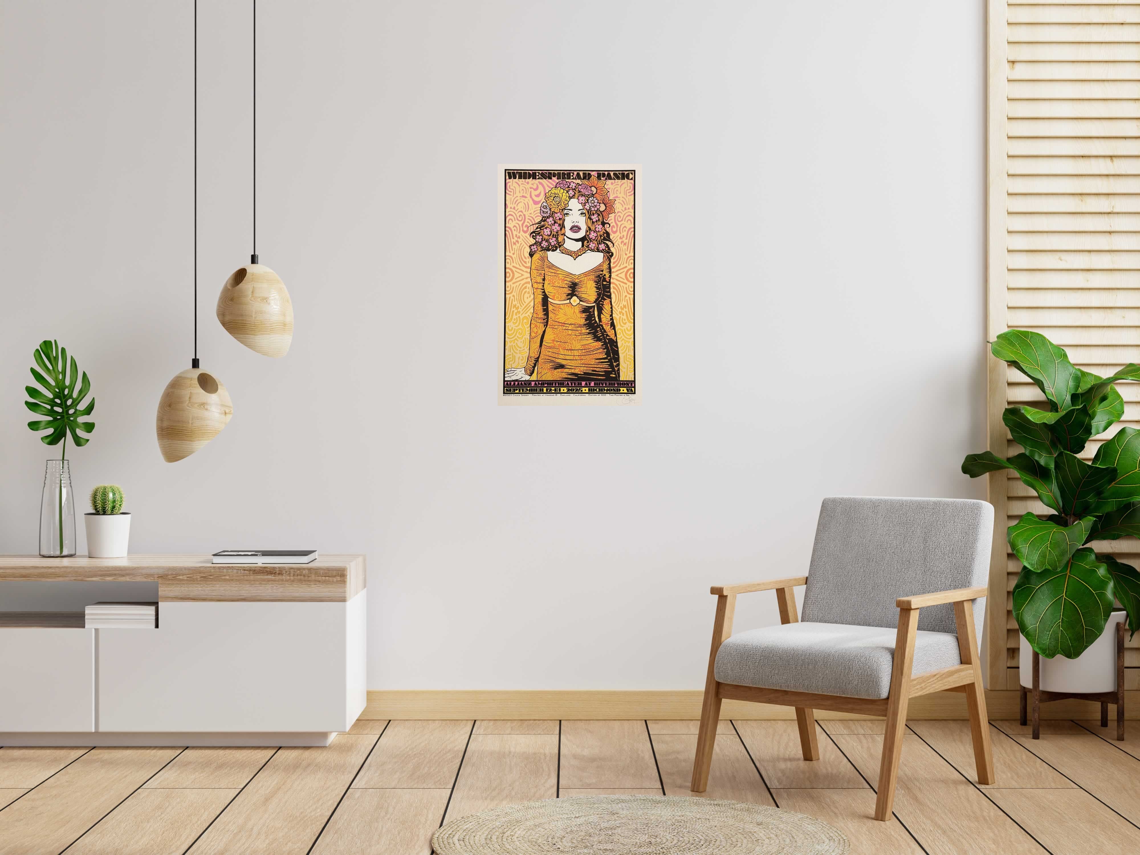 Editions d'art de CHUCK SPERRY a pour titre  JUNO, WIDSPREAD PANIC TEST JAUNE ET ROSE ET OR style expo chuck dim : CHUCK SPERRYprix:600