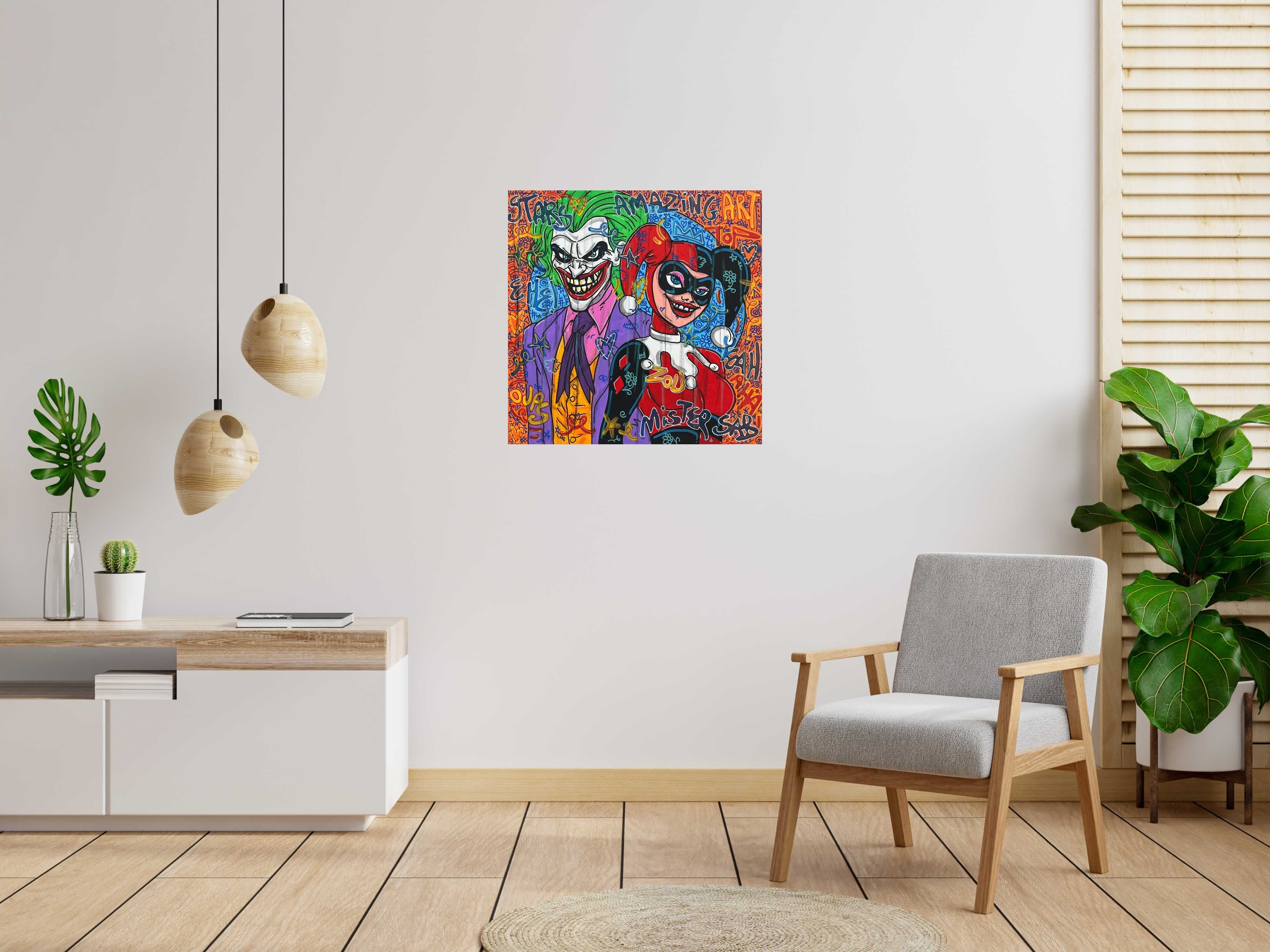 Tableau de RICO SAB a pour titre  Amazing Joker & Harley style street pop art, street art dim : RICO SABprix:600