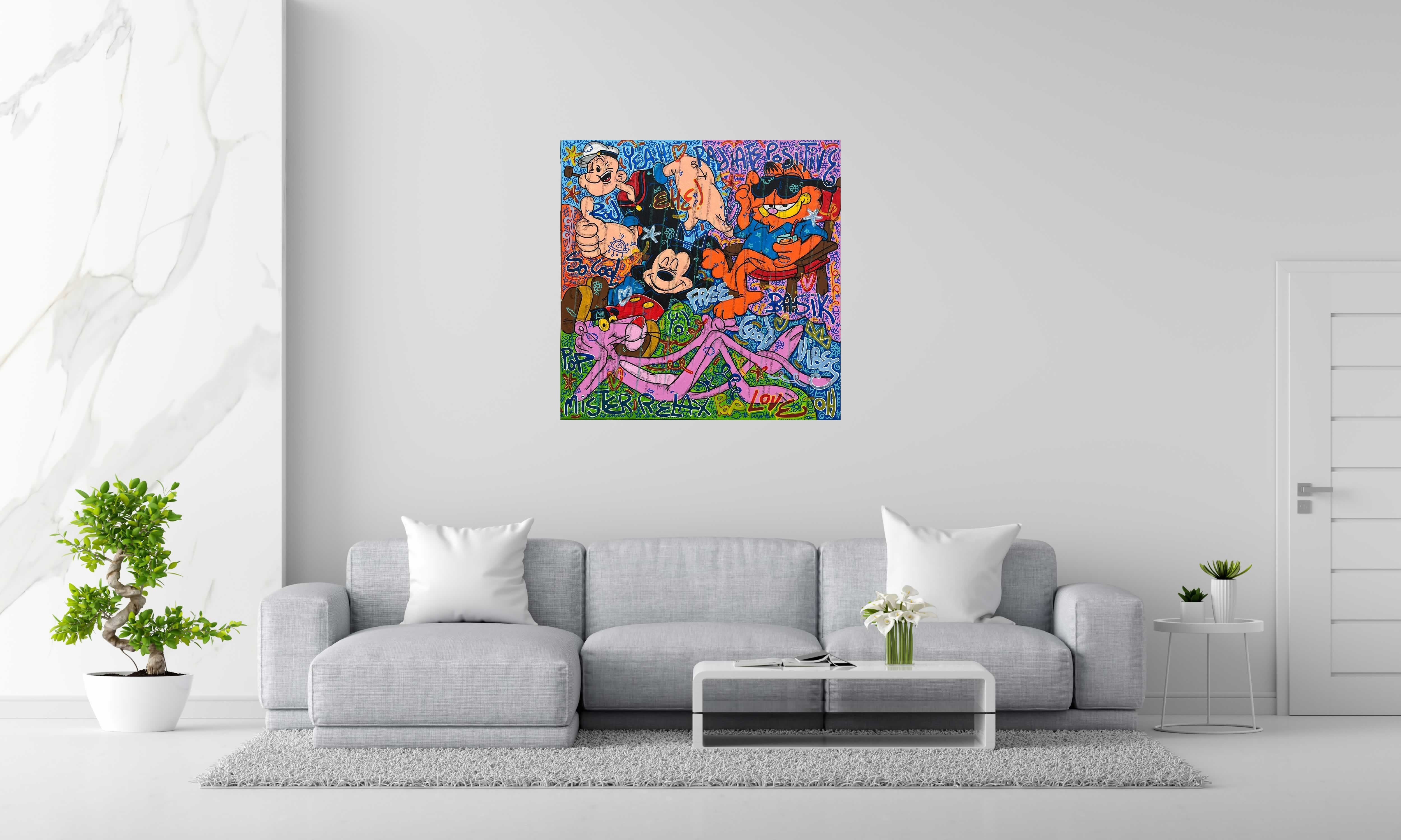 Tableau de RICO SAB a pour titre  Radiate Positive style street pop art, street art dim : RICO SABprix:950